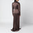 Brown long dress in silk satin