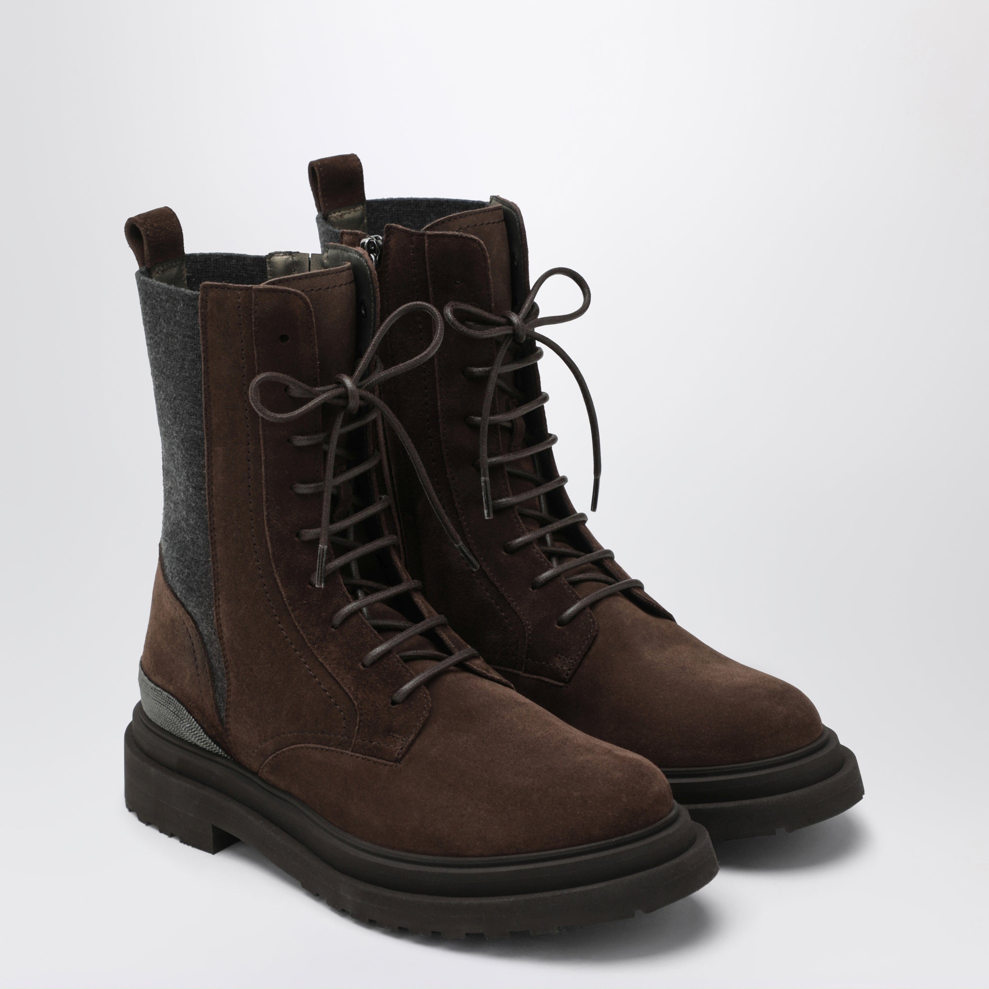 Espresso Suede Boots with Virgin Wool Insert