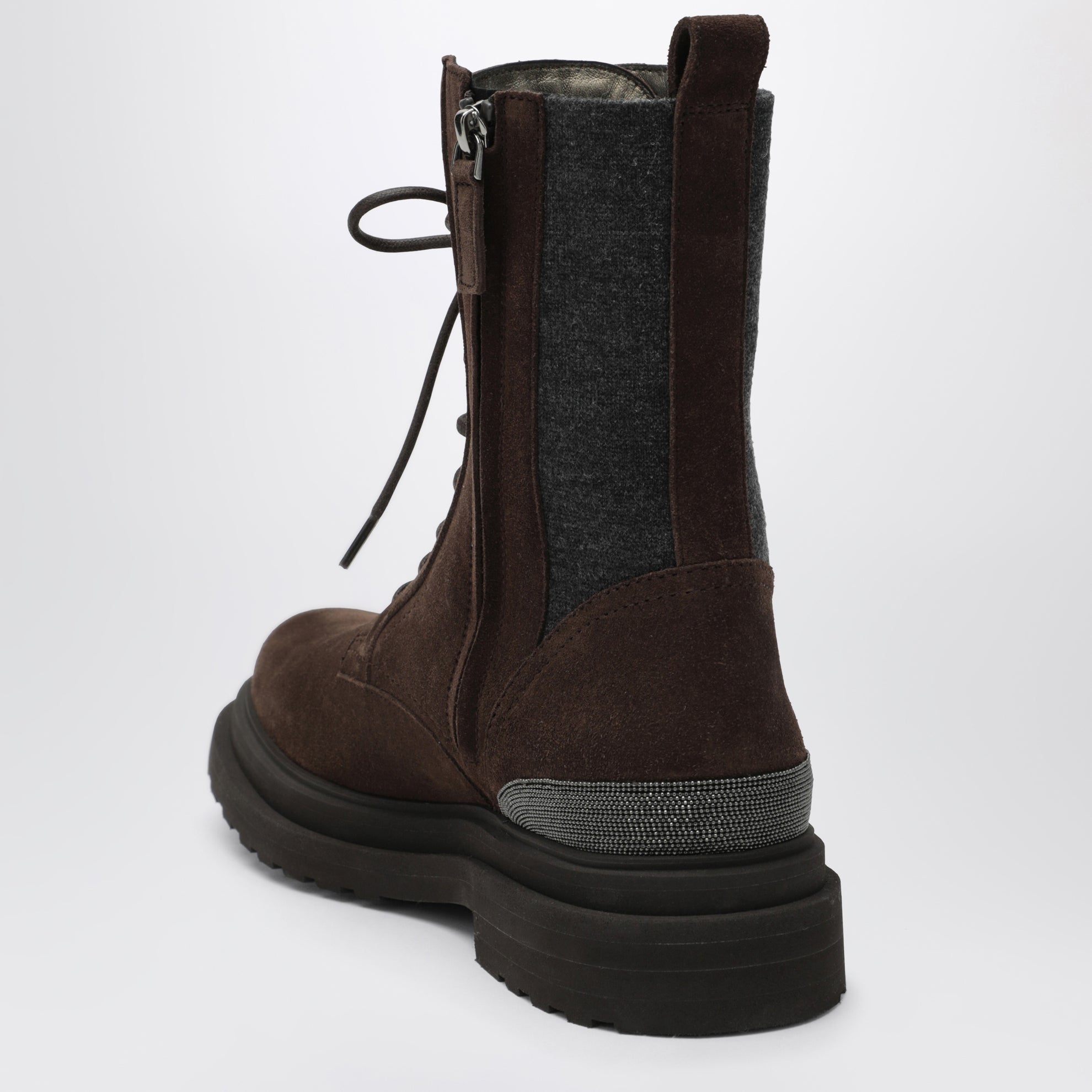 Espresso Suede Boots with Virgin Wool Insert
