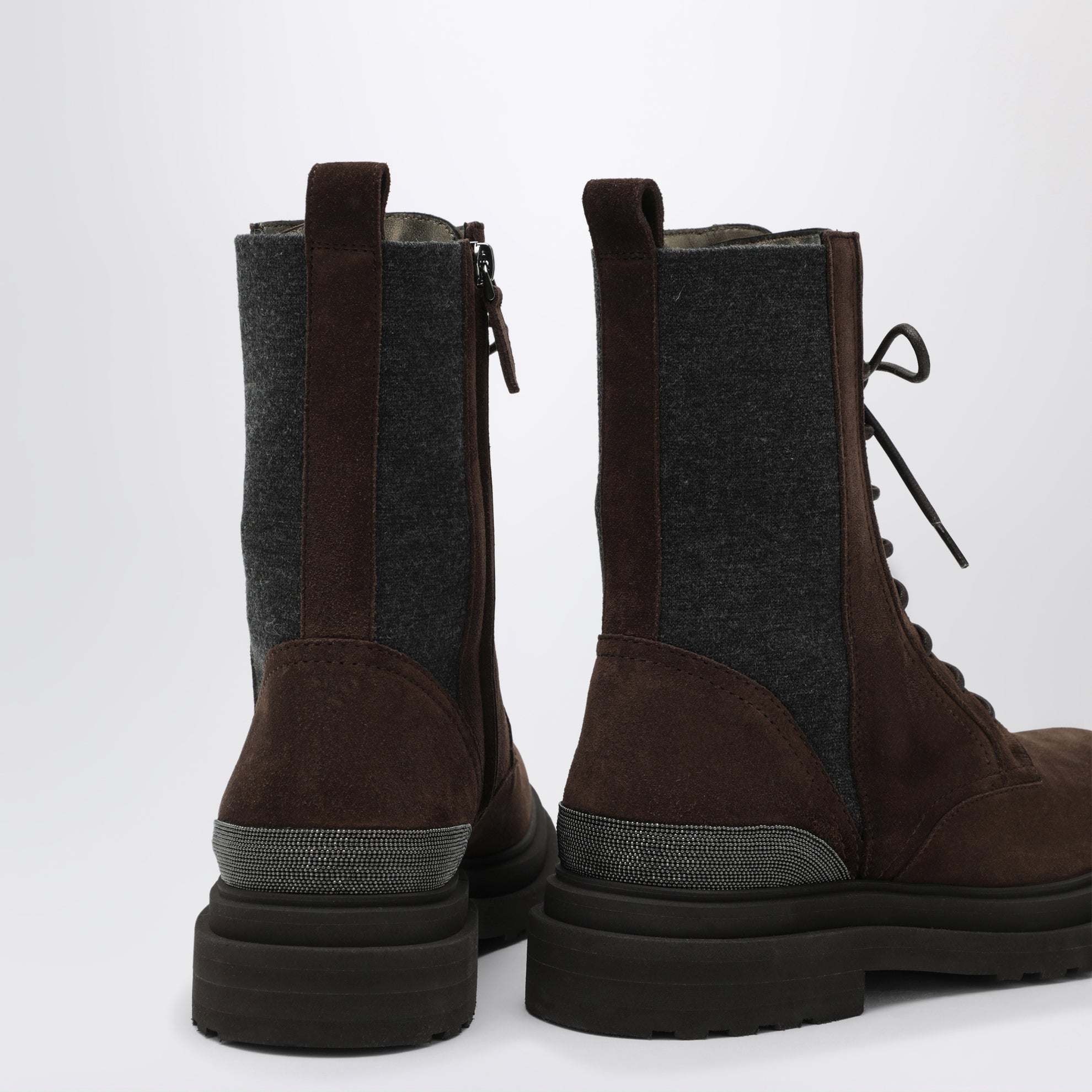 Espresso Suede Boots with Virgin Wool Insert