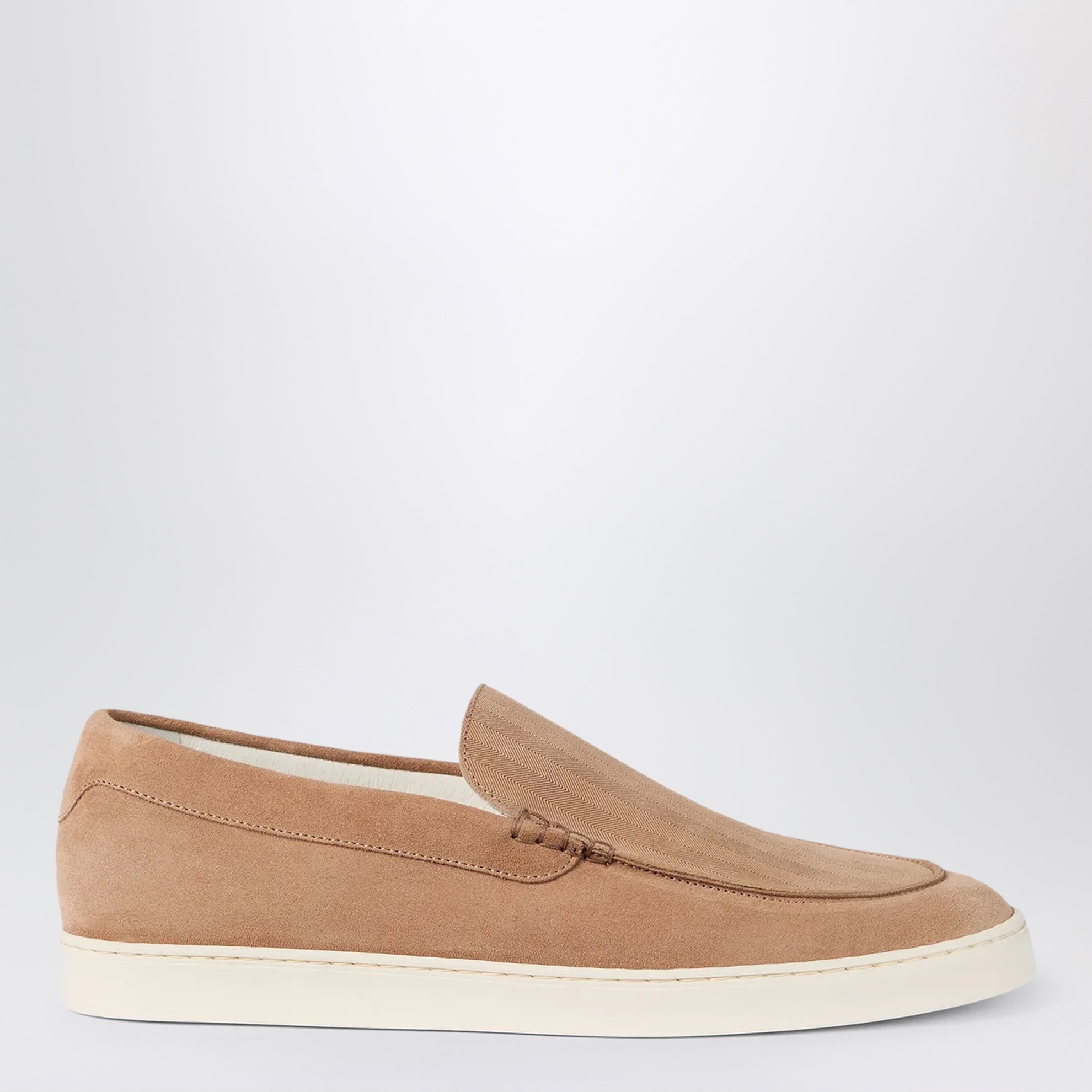 Slip-on en daim effet chevron marron clair
