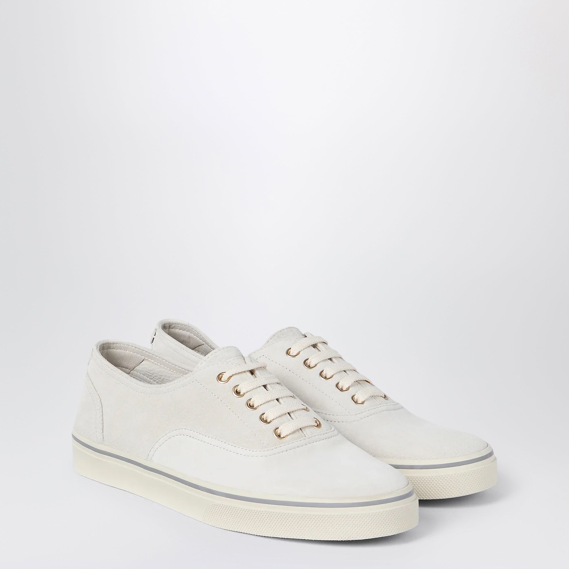 White suede calfskin sneakers