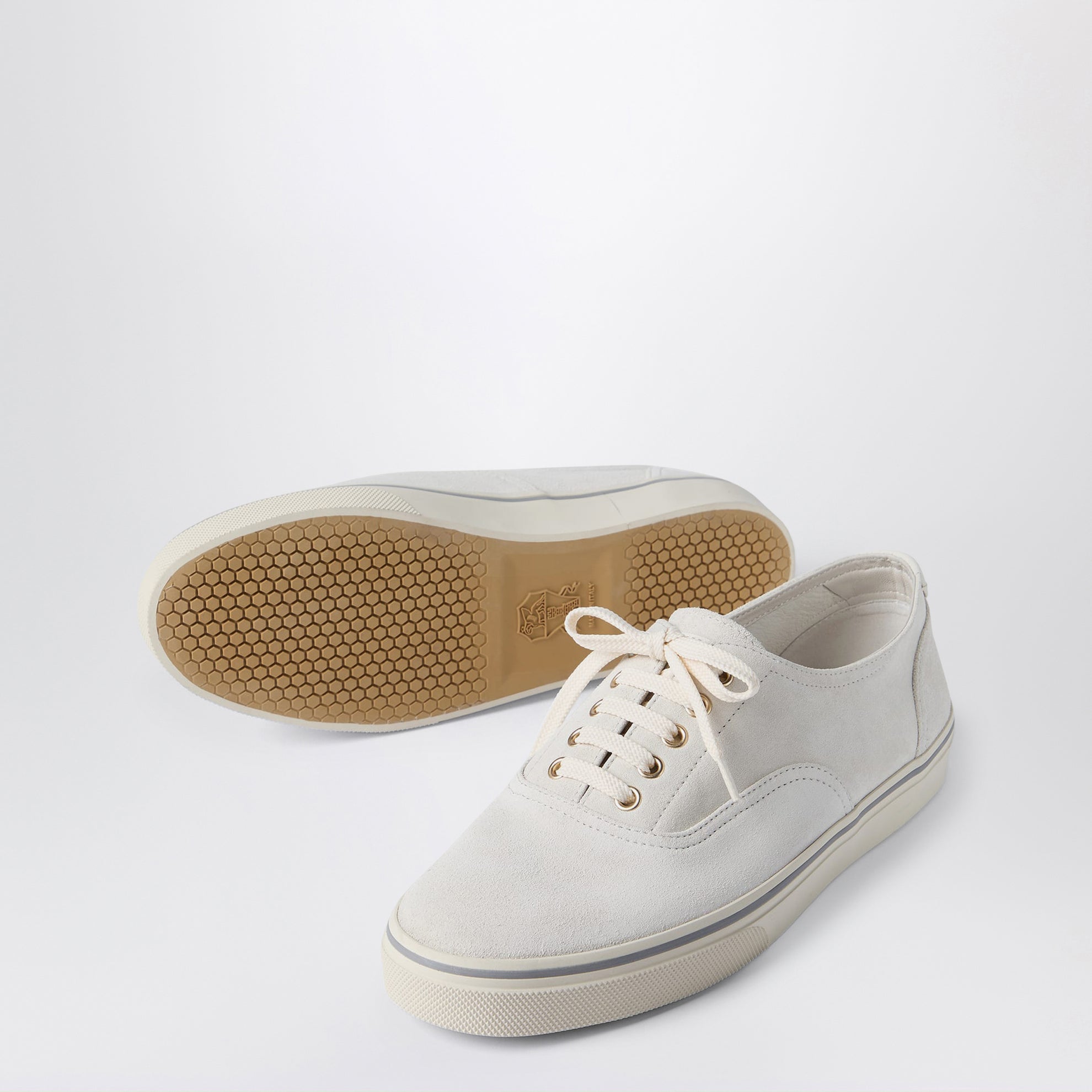 White suede calfskin sneakers