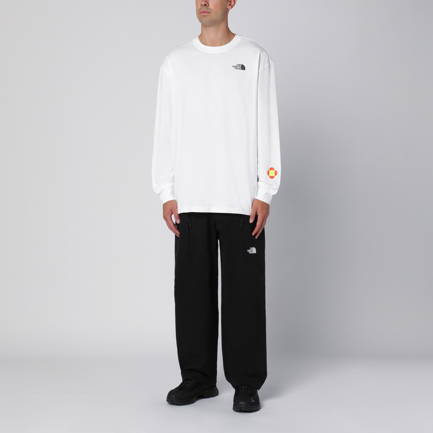 White T-shirt with TNF X Yinka Ilori print