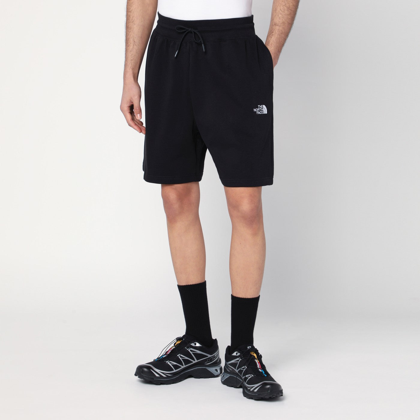 Black cotton-blend Shorts with logo