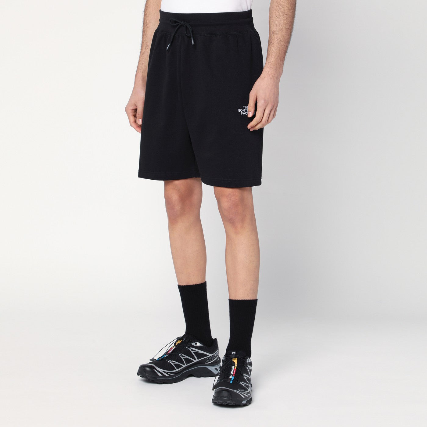 Black cotton-blend Shorts with logo