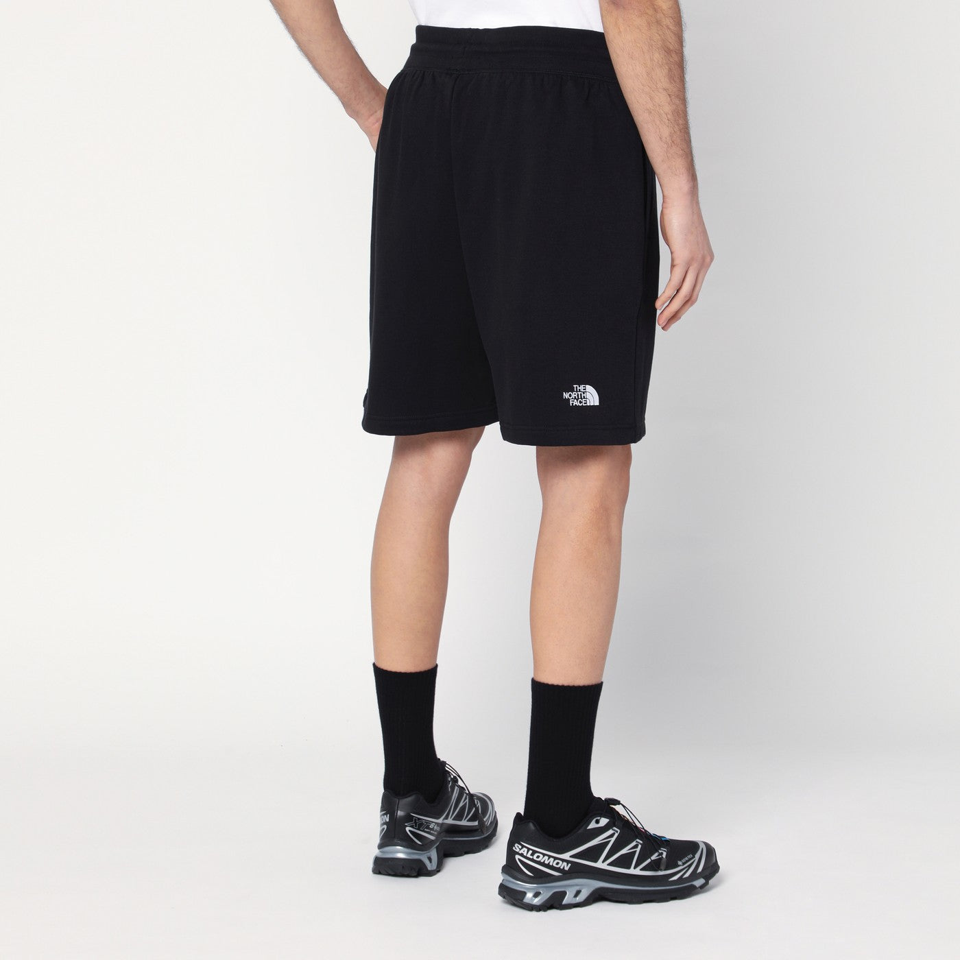Black cotton-blend Shorts with logo