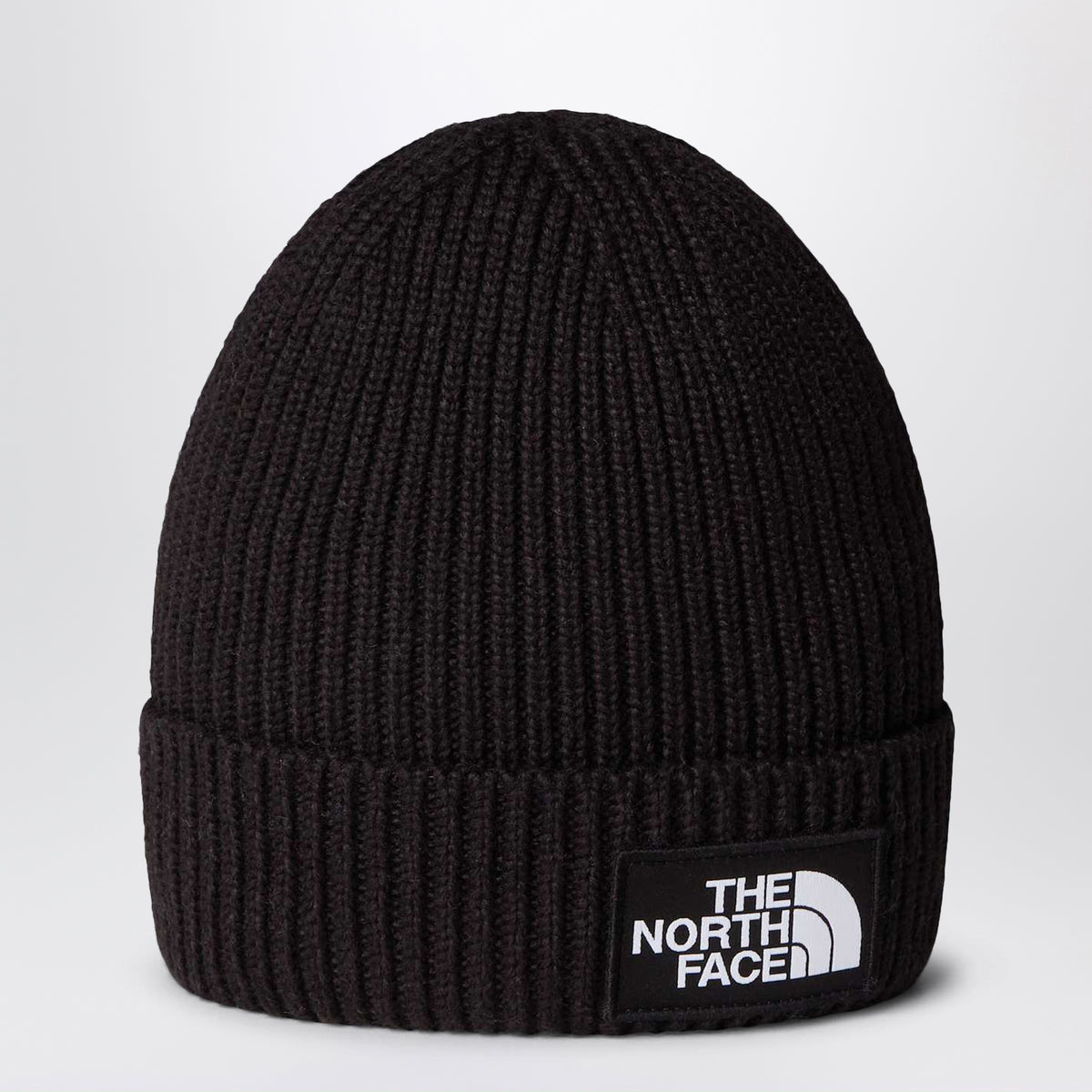 Black beanie with logo patch