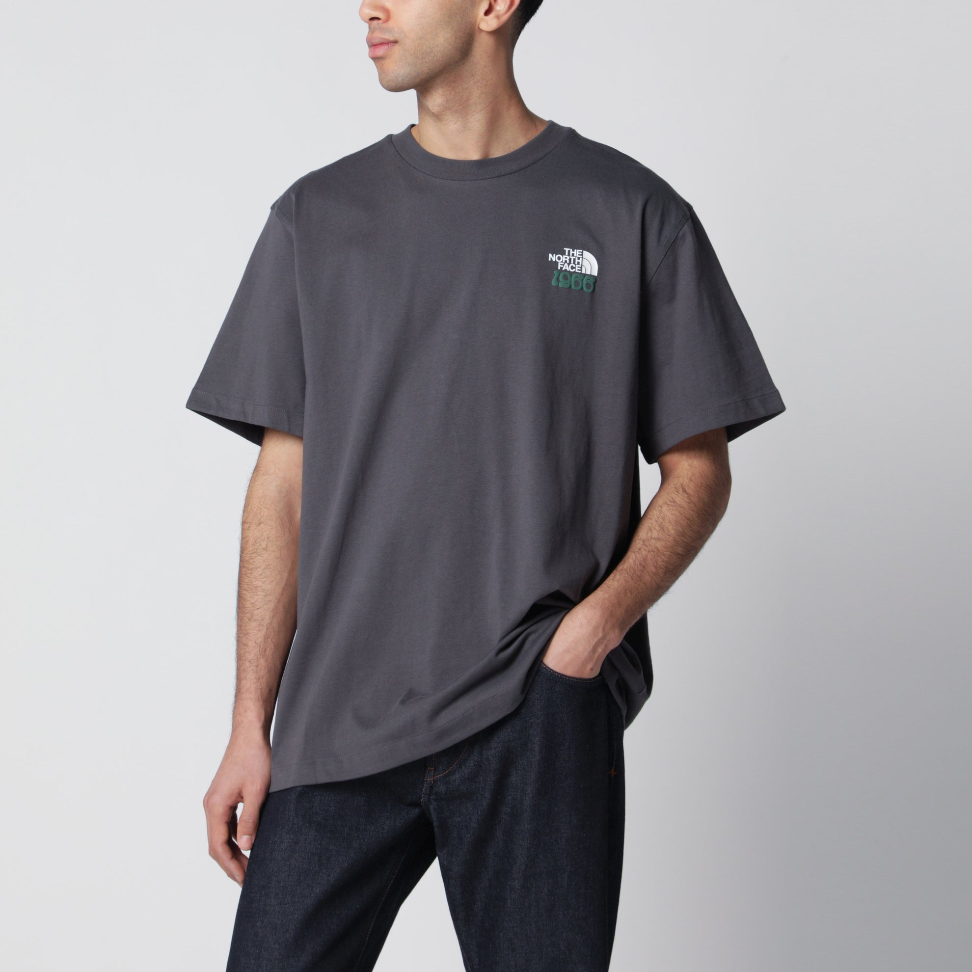 Charcoal grey T-shirt with logo print