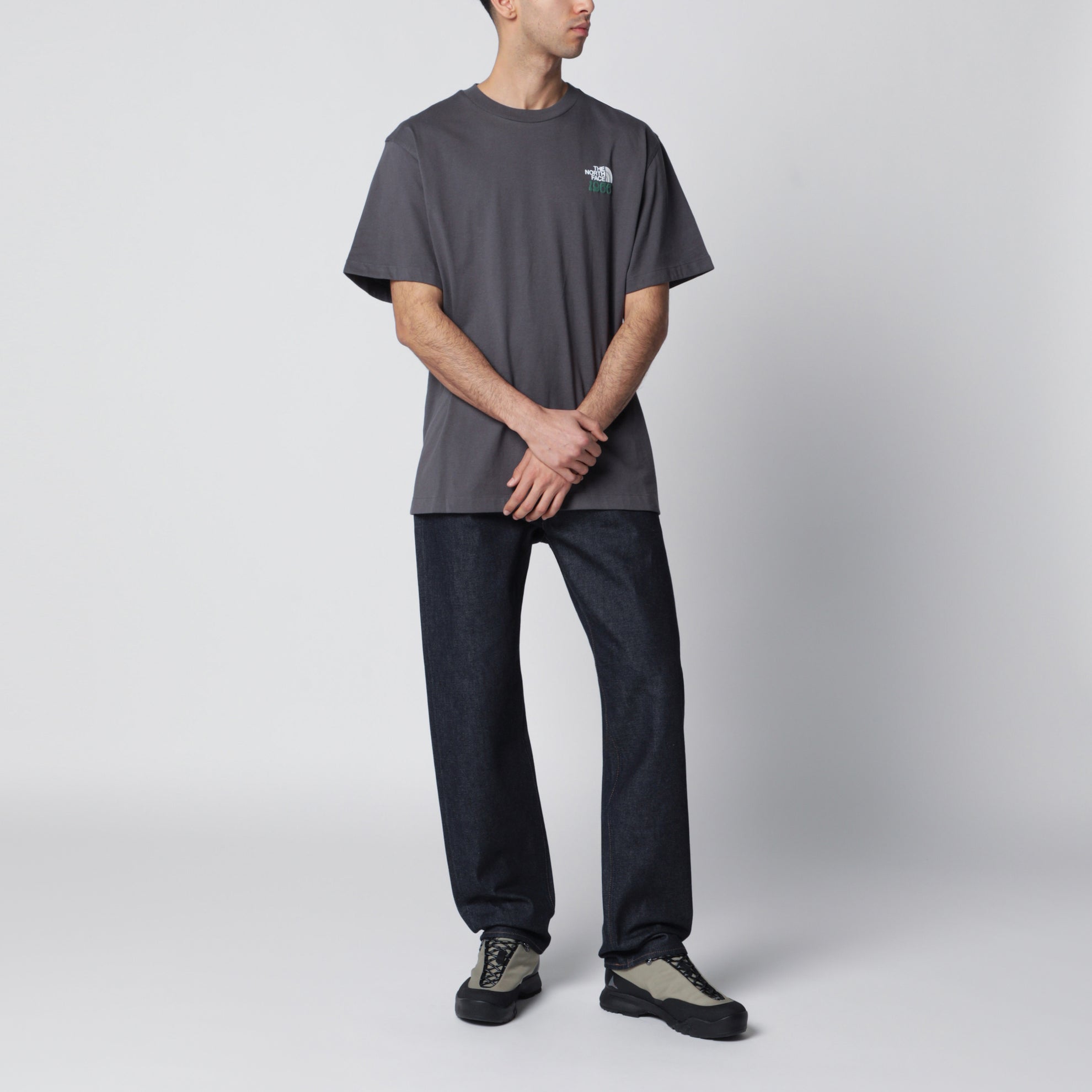 Charcoal grey T-shirt with logo print