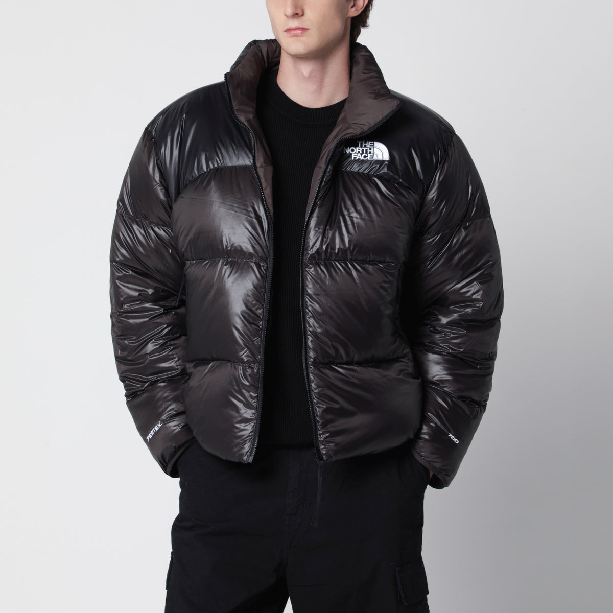 Black reversible Nuptse jacket in nylon