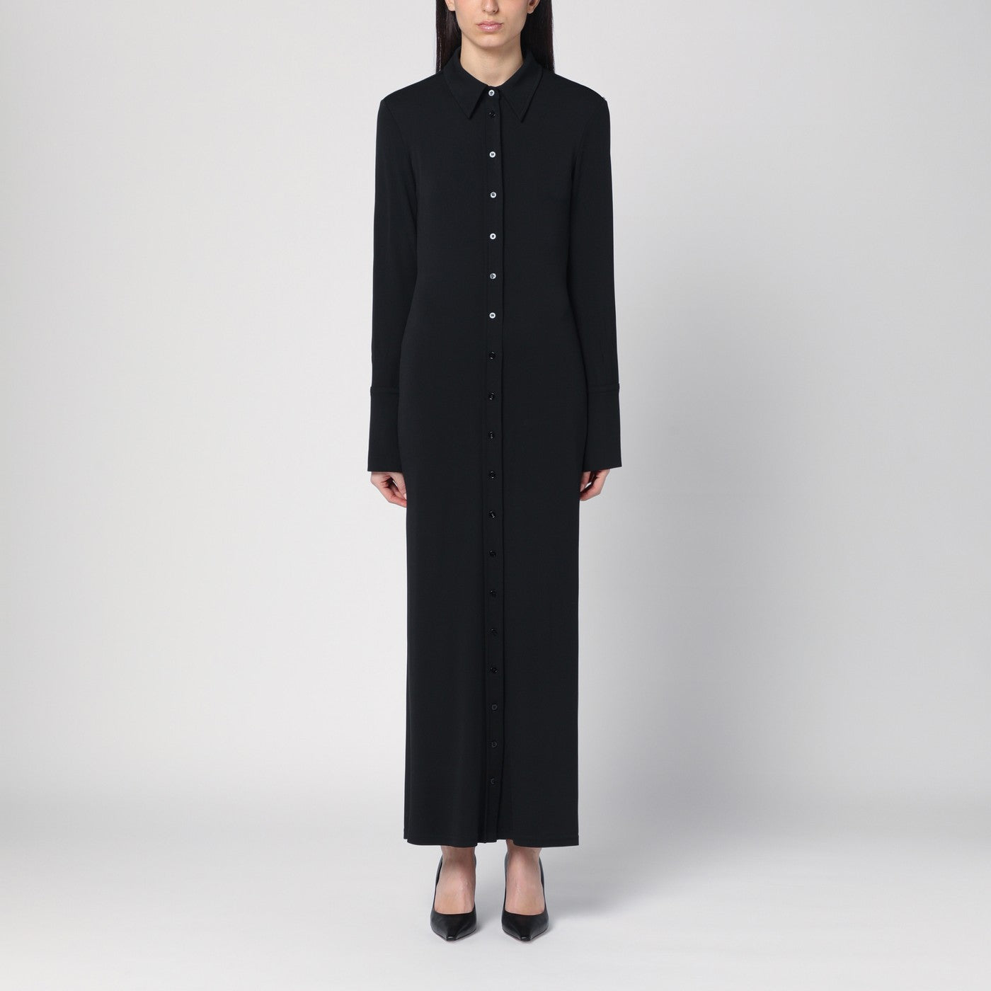 Schwarzes Chemisierkleid aus Viskosejersey
