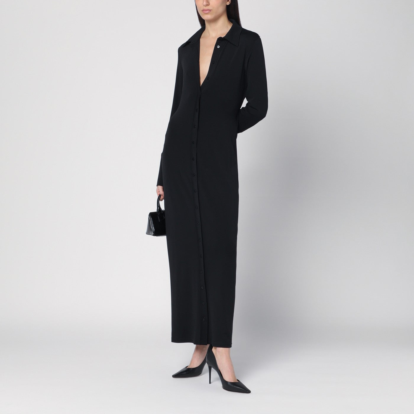 Schwarzes Chemisierkleid aus Viskosejersey