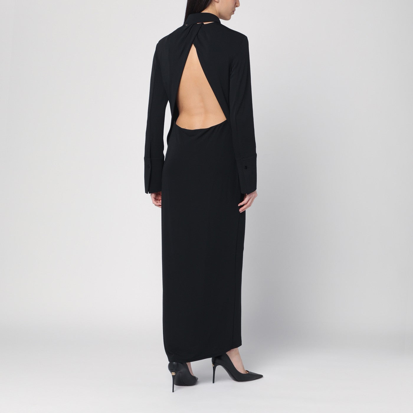Schwarzes Chemisierkleid aus Viskosejersey