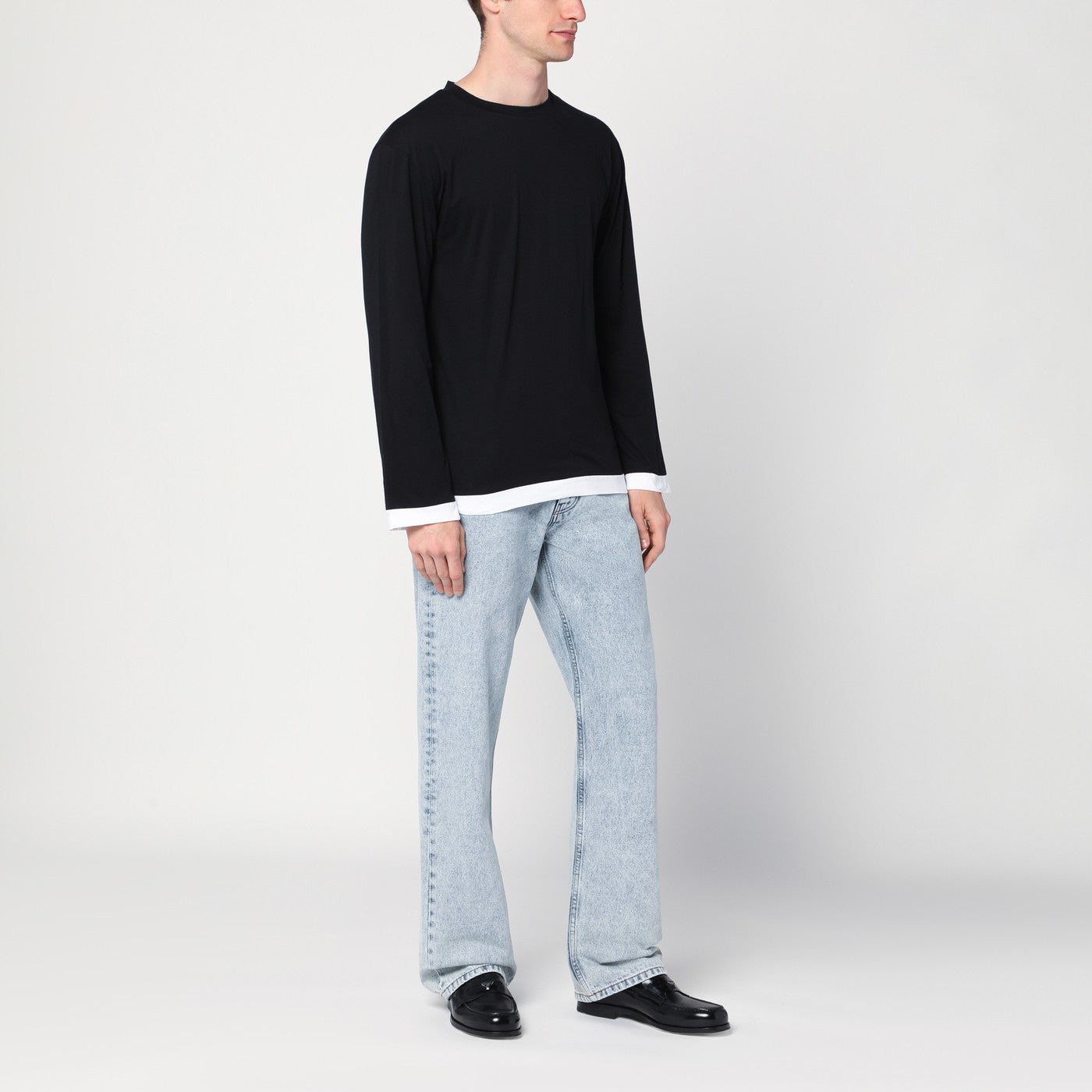 Haut noir/blanc en maille de coton