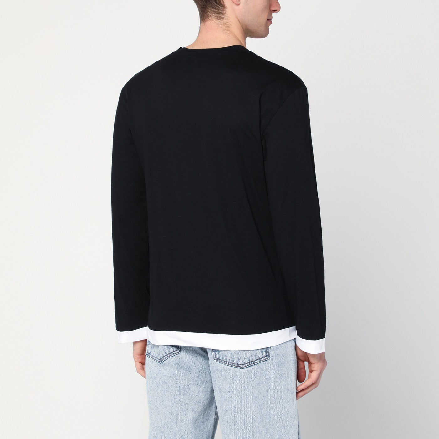 Haut noir/blanc en maille de coton
