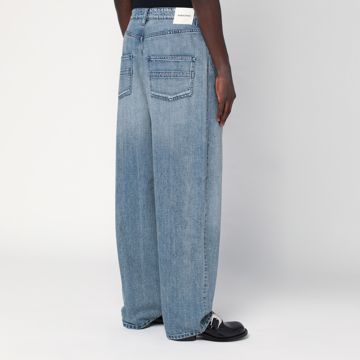 Jean large en denim délavé clair