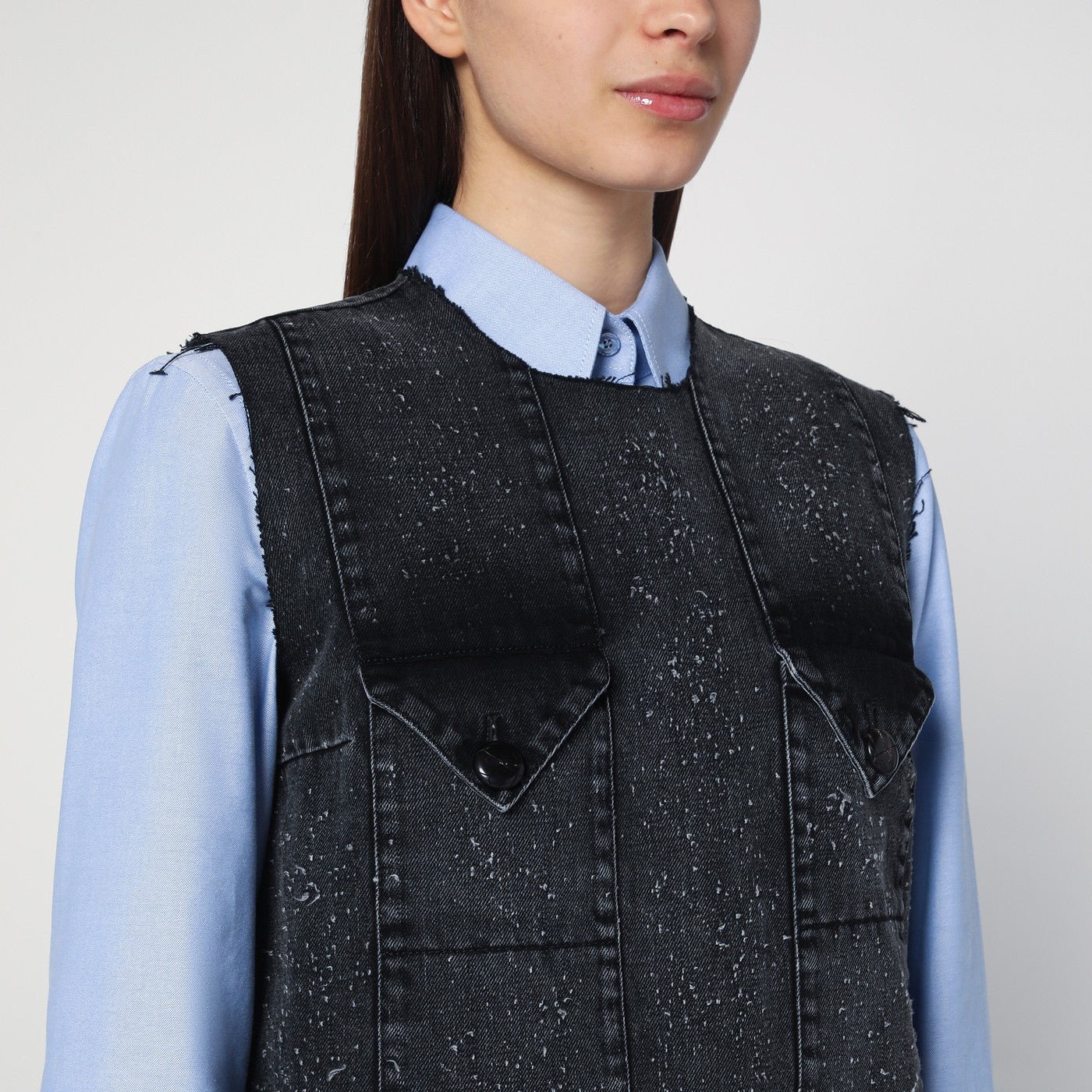 Mini abito grigio scuro in denim