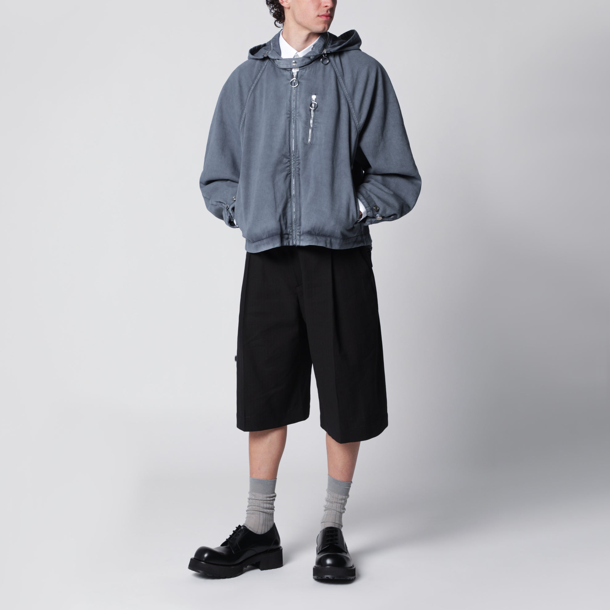 Charcoal grey zip-up jacket in cotton
