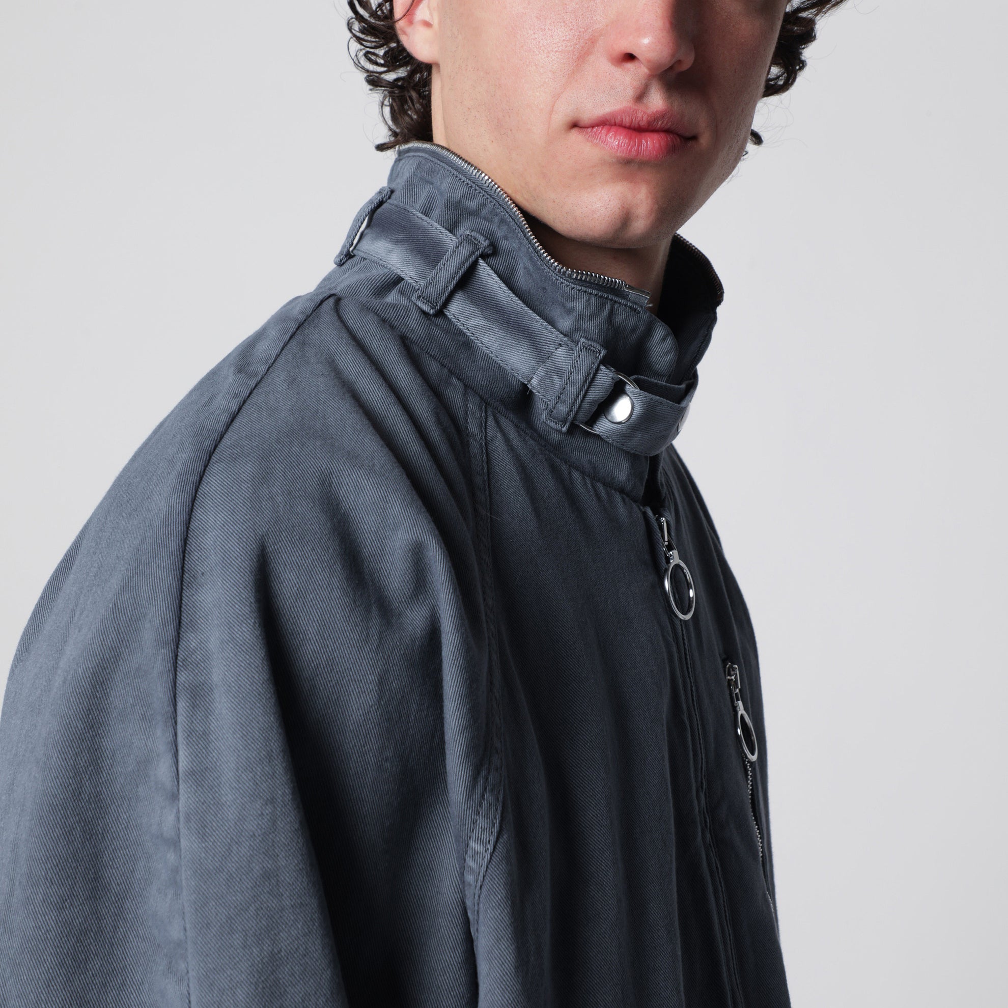Charcoal grey zip-up jacket in cotton