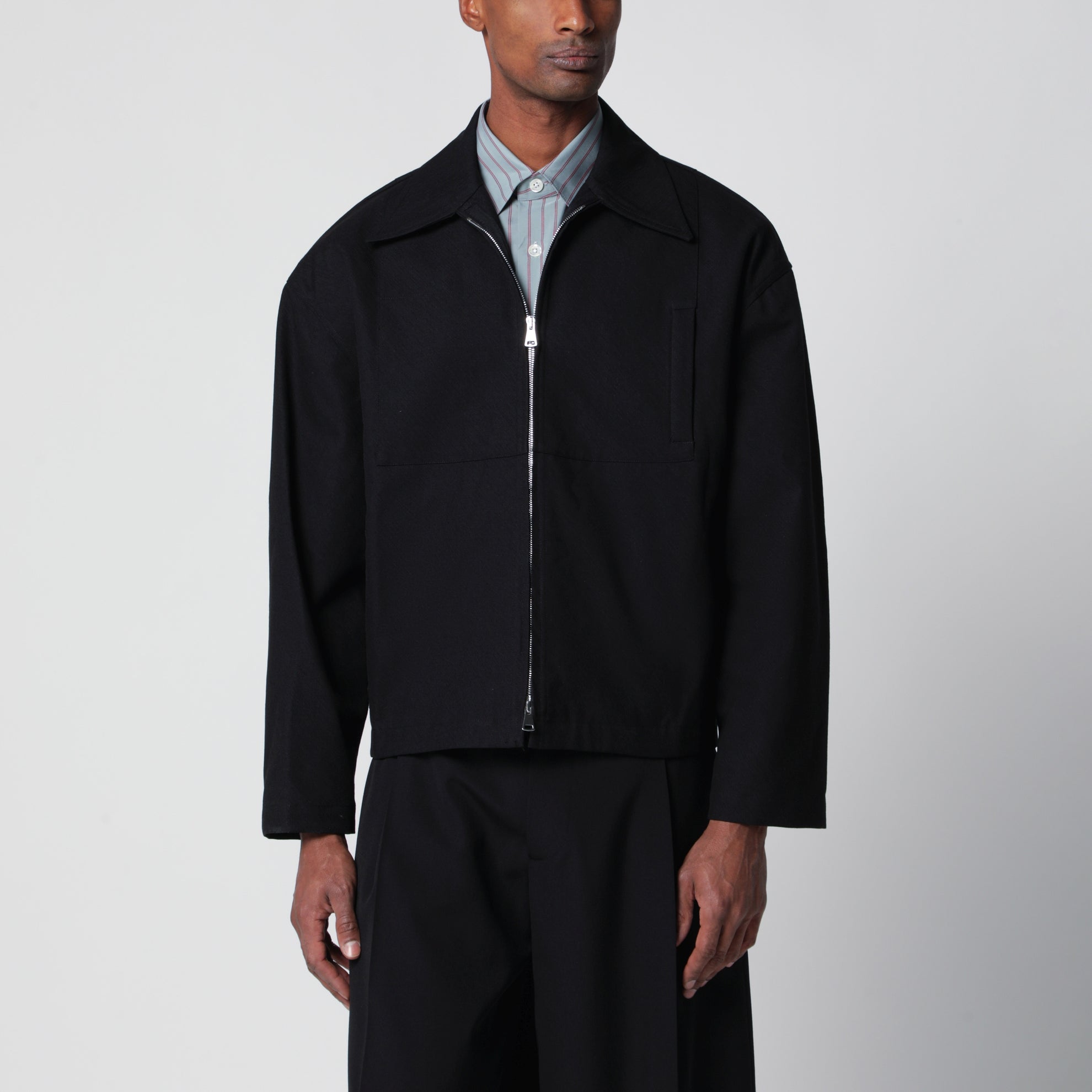 Black cotton zip-up jacket