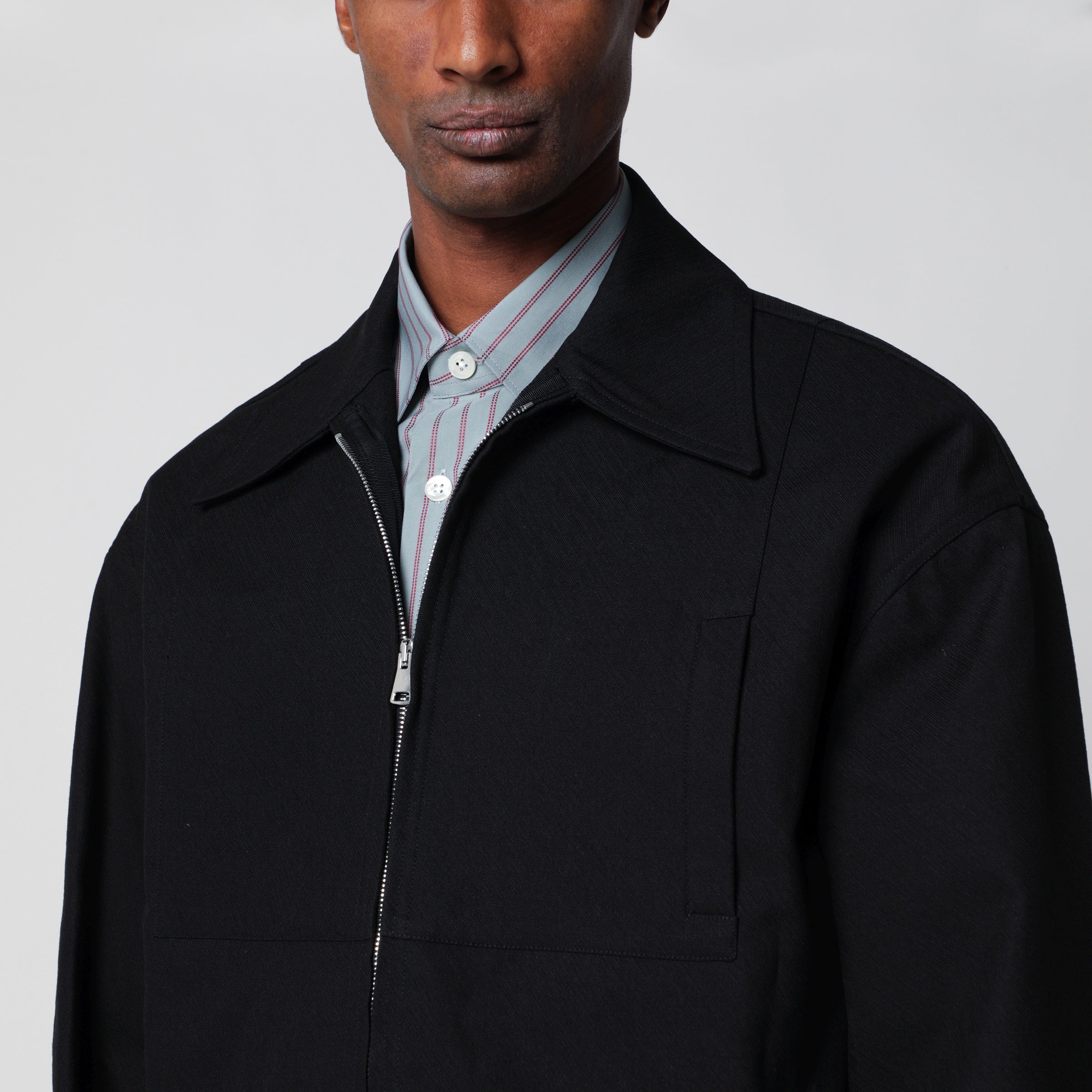 NAMACHEKO Black cotton zip-up jacket | TheDoubleF