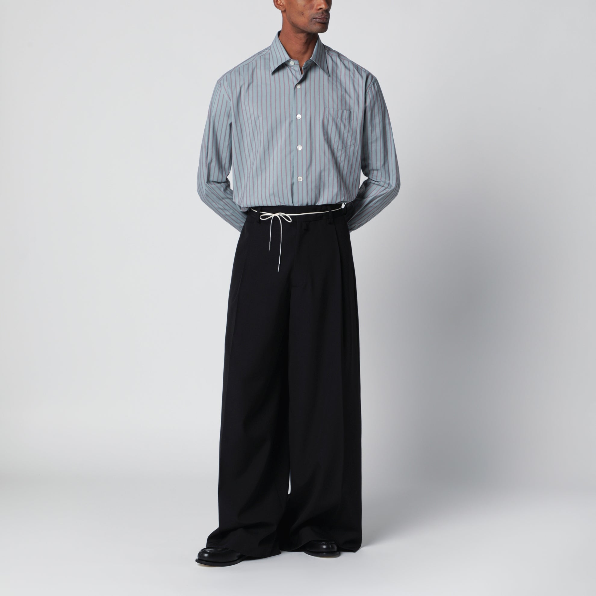 Aquamarine striped cotton shirt