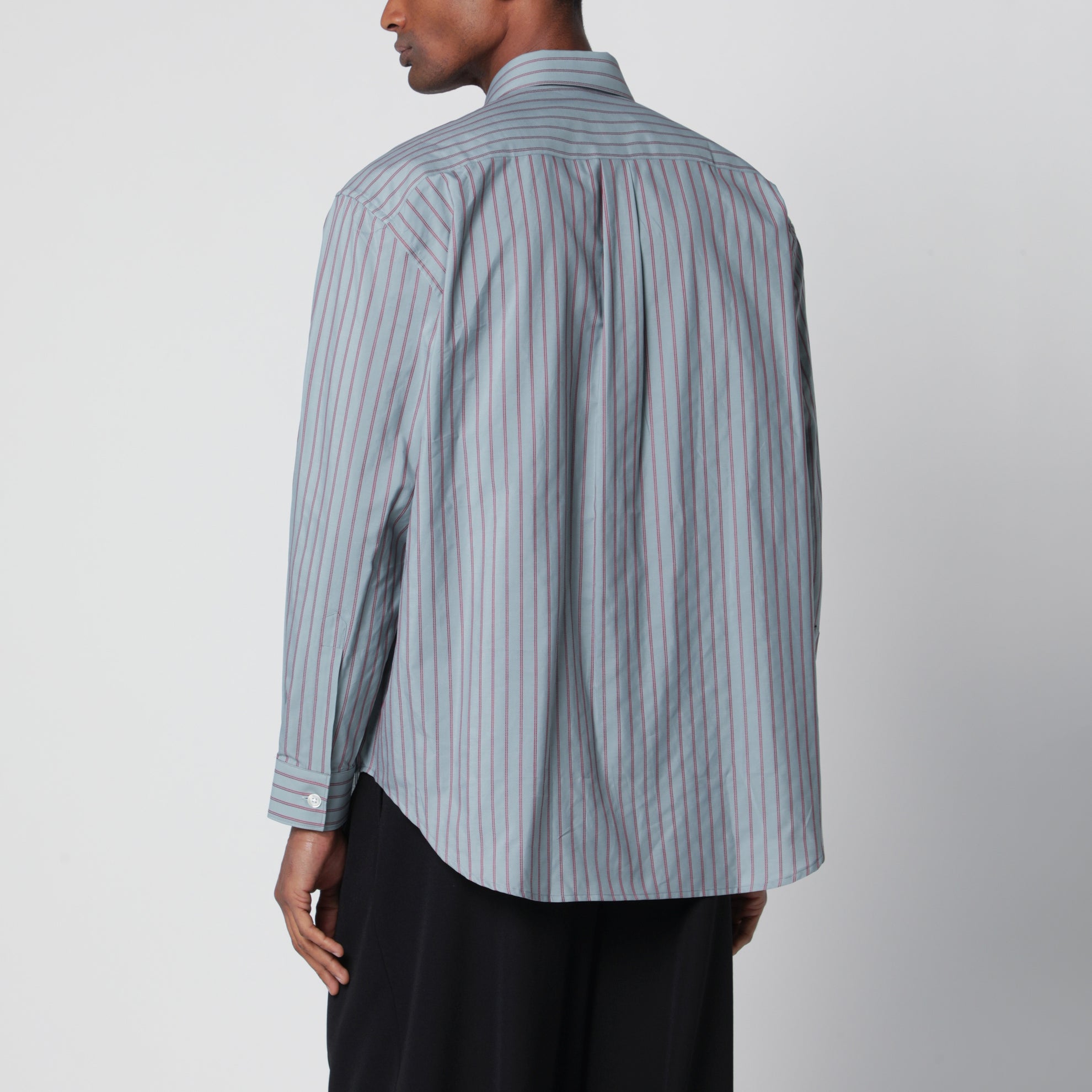 Aquamarine striped cotton shirt