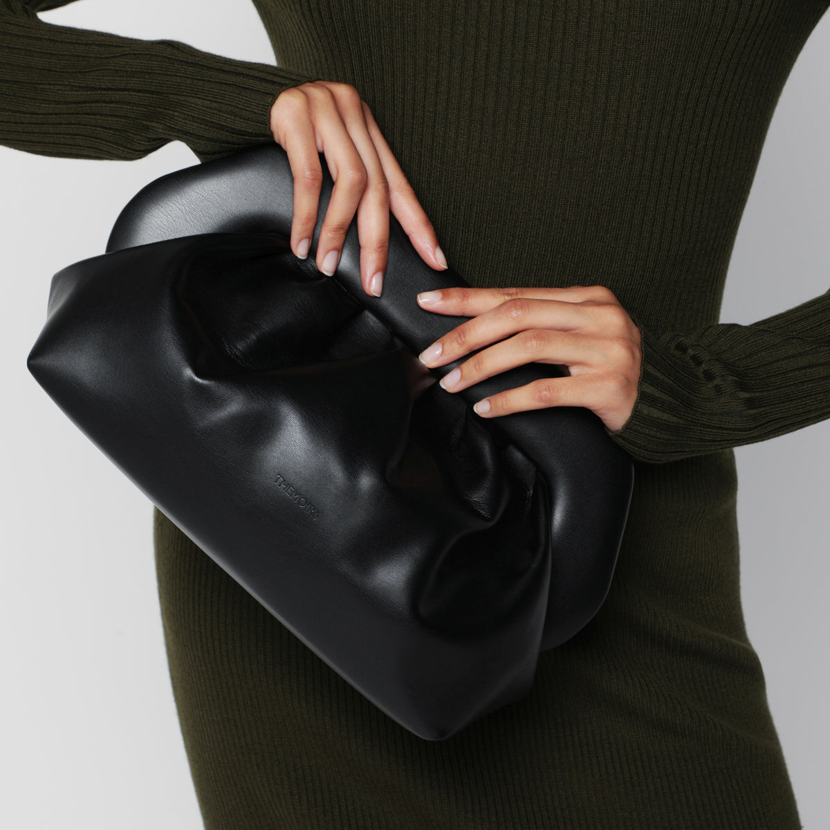Grande pochette Bios noire en similicuir