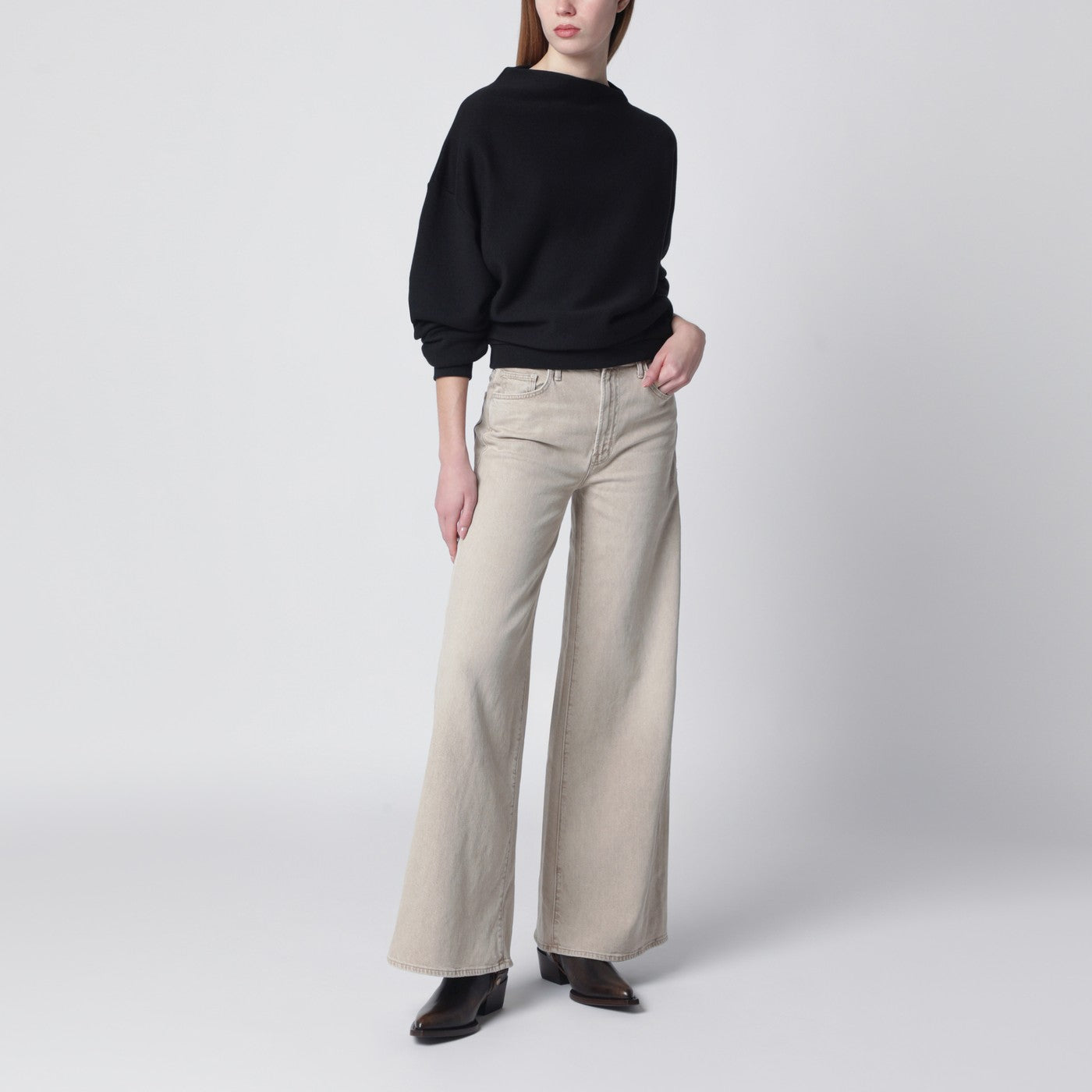 Schwarzes drapiertes Sweatshirt