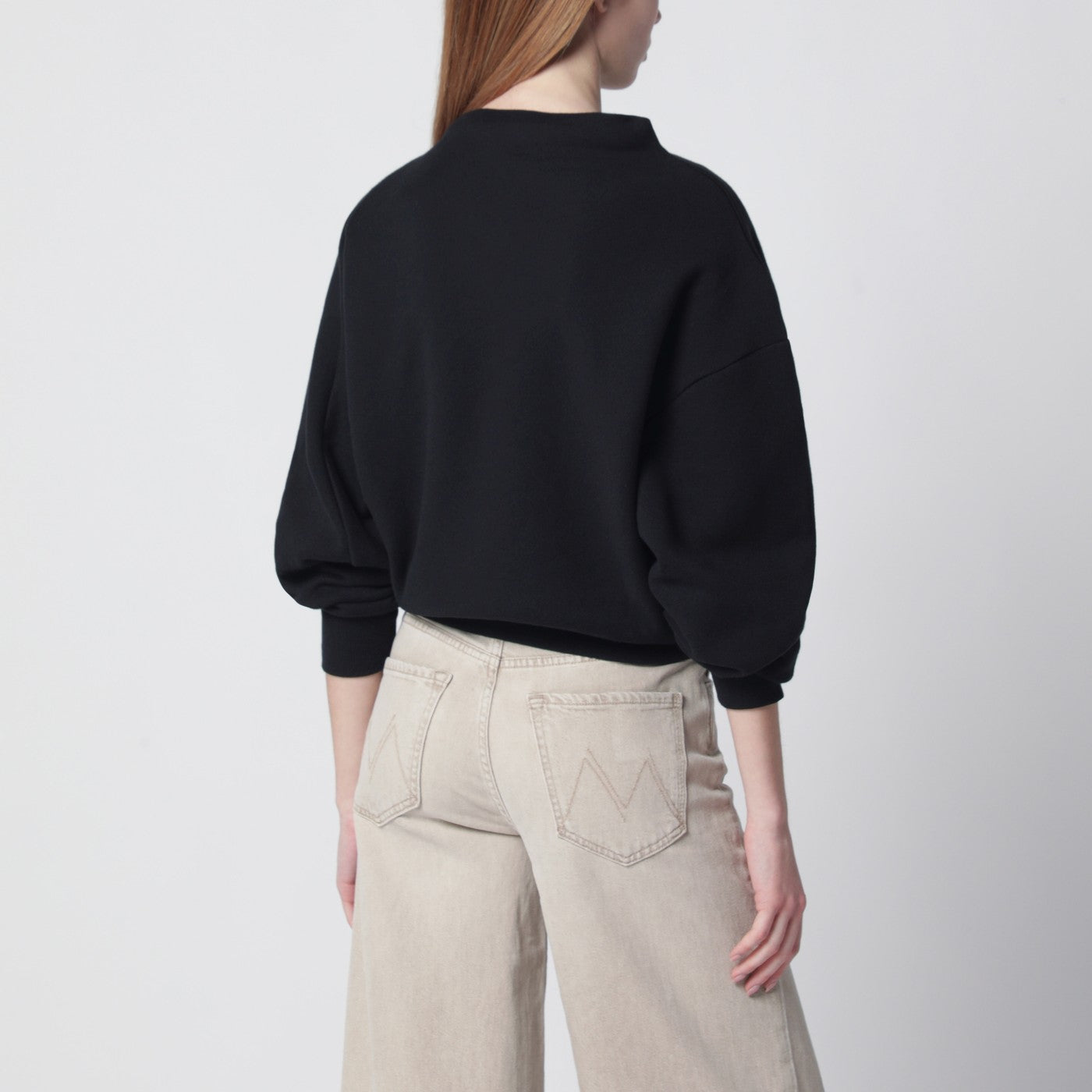 Schwarzes drapiertes Sweatshirt