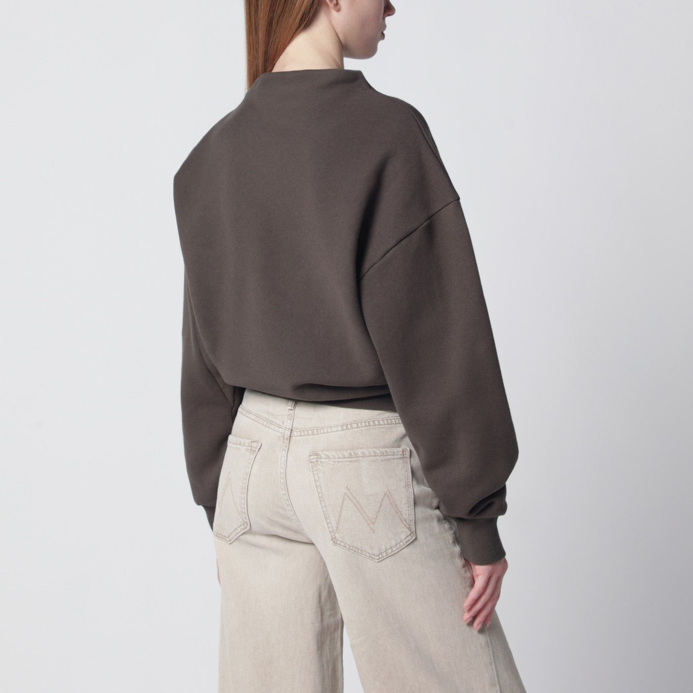 Mud-coloured draped sweatshirt