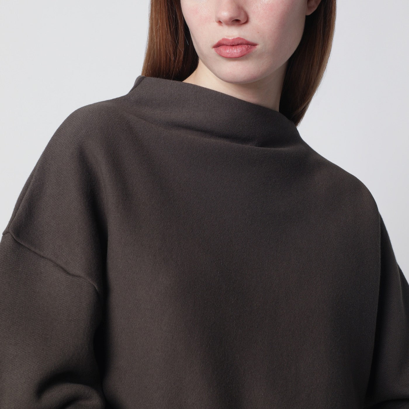 Mud-coloured draped sweatshirt