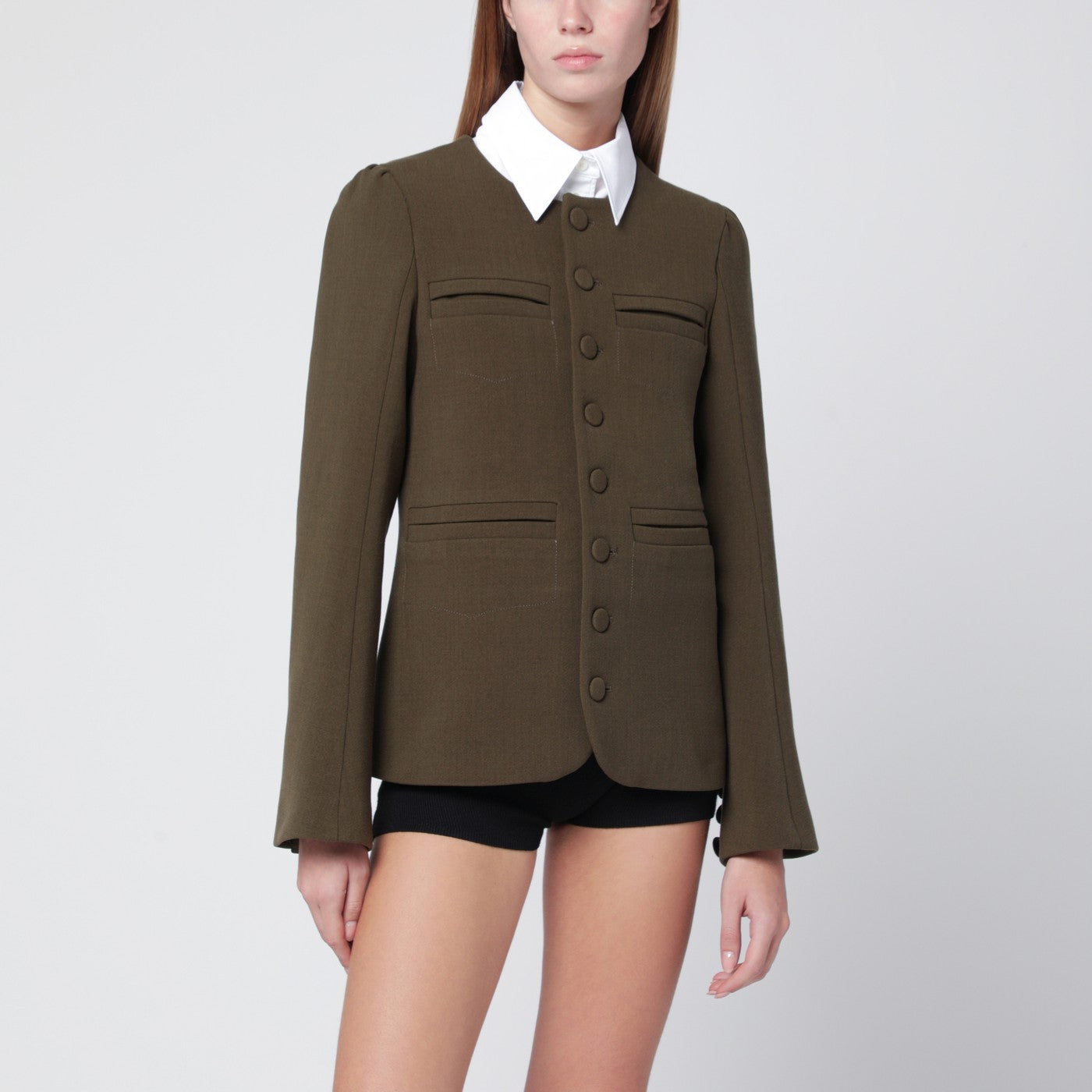 Moosgrüne Jacke aus Wollmischung