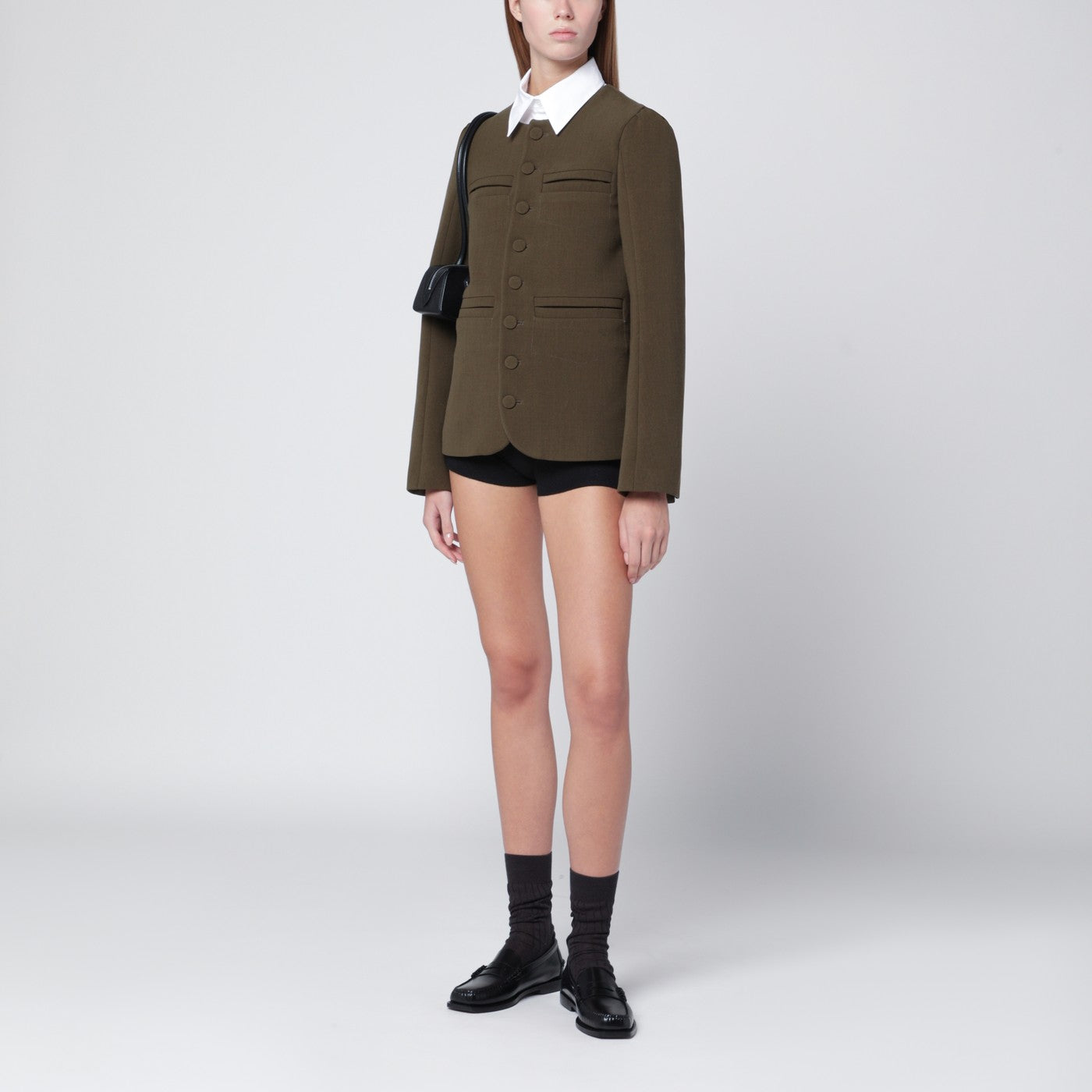 Moosgrüne Jacke aus Wollmischung