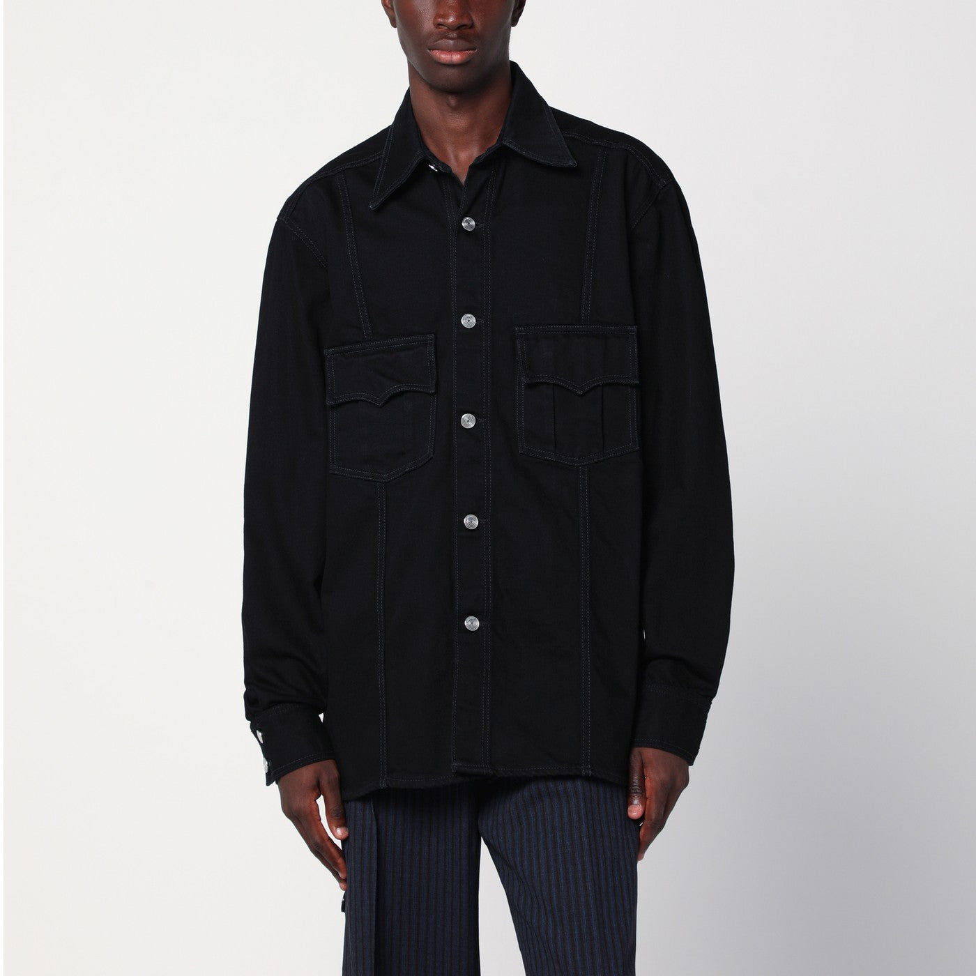 Giacca camicia nera in denim