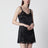 Black silk satin slip with lace trim