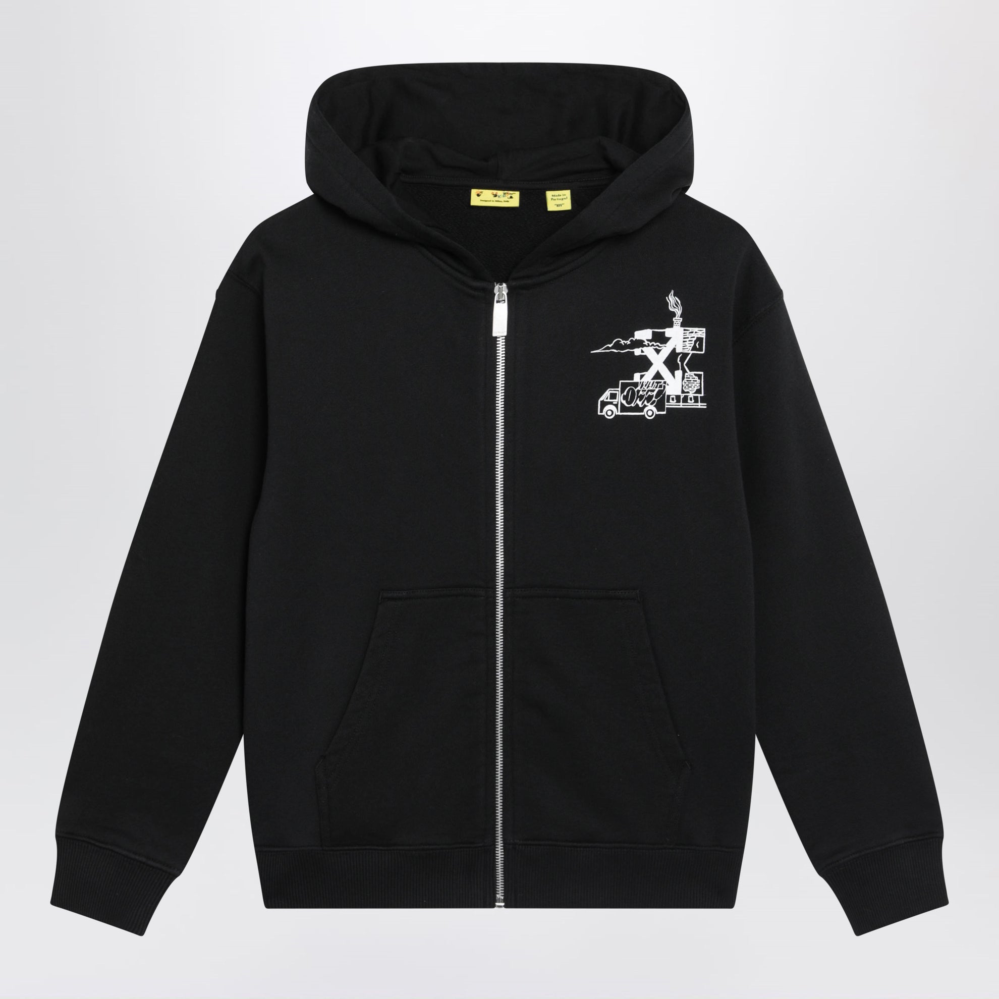 Sweat à capuche zippé noir avec imprimés logo