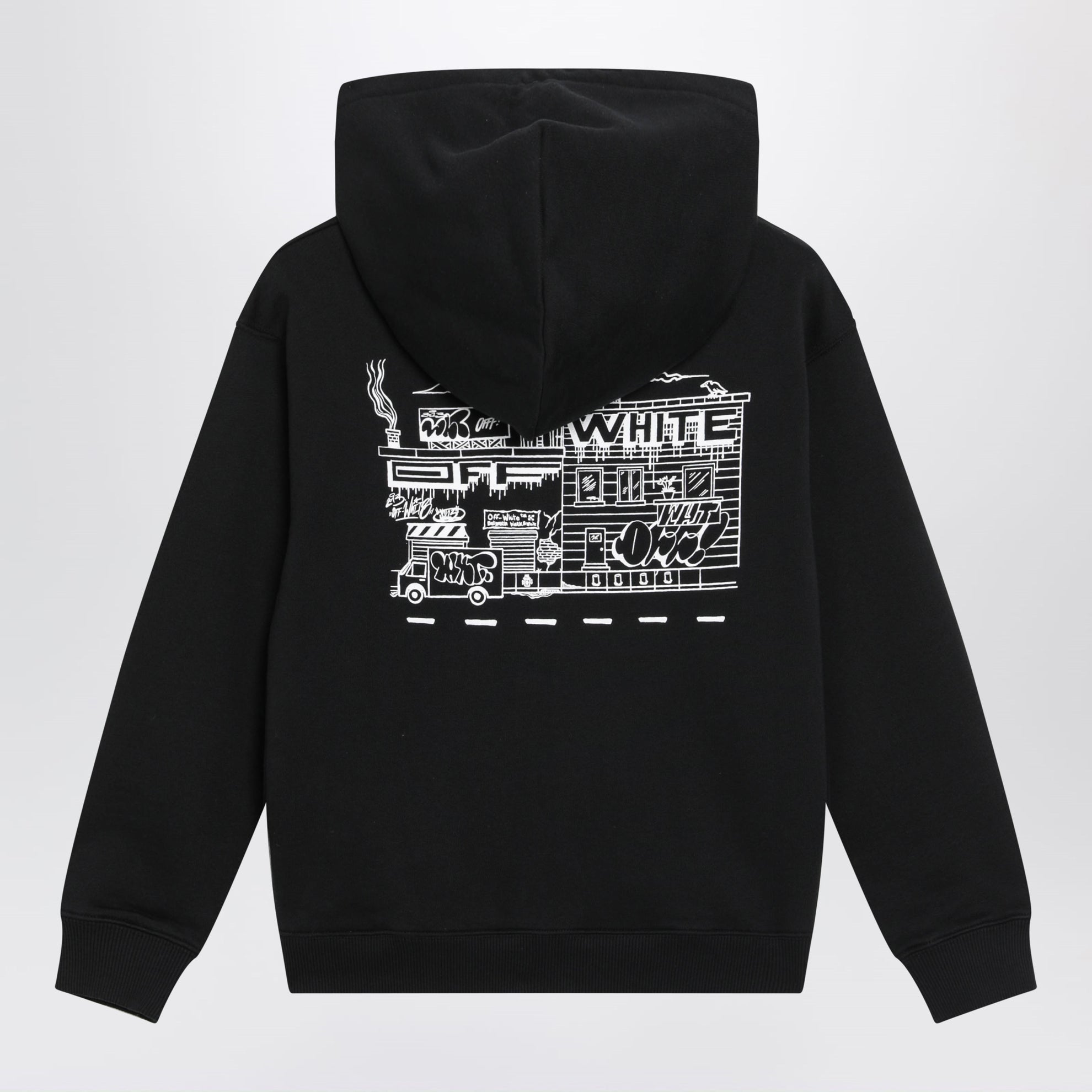 Sweat à capuche zippé noir avec imprimés logo