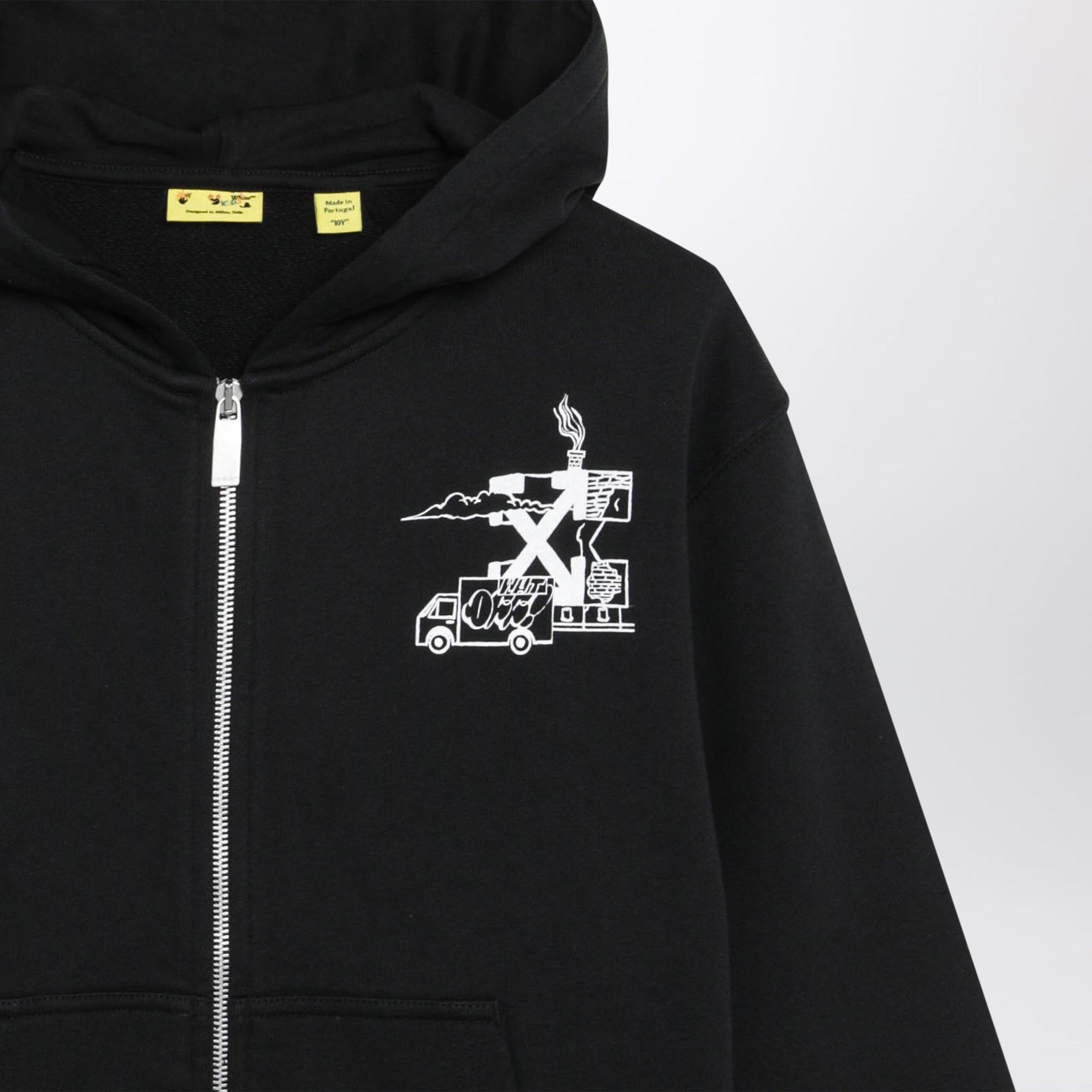Sweat à capuche zippé noir avec imprimés logo