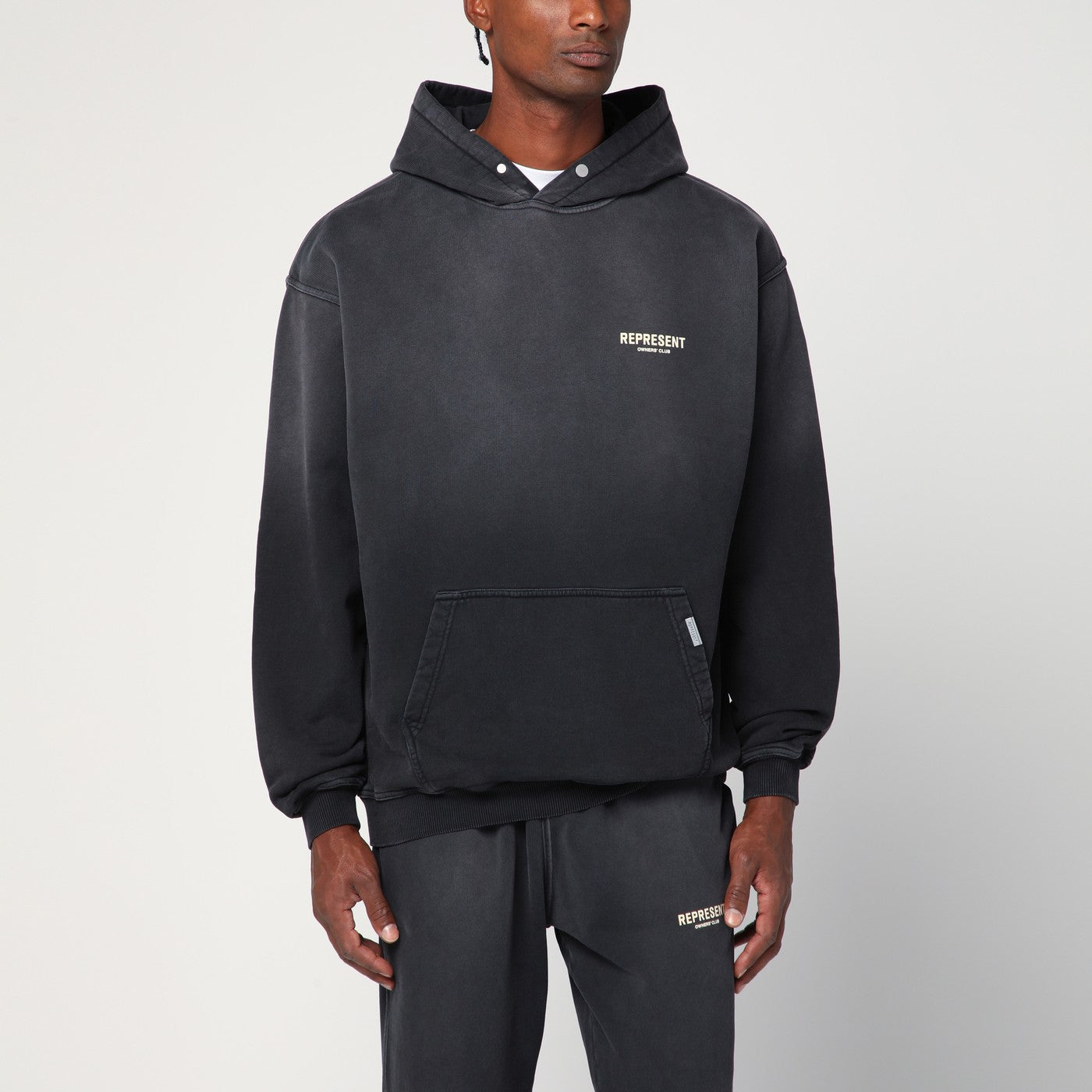 Washed black oversized hooded sweatshirt