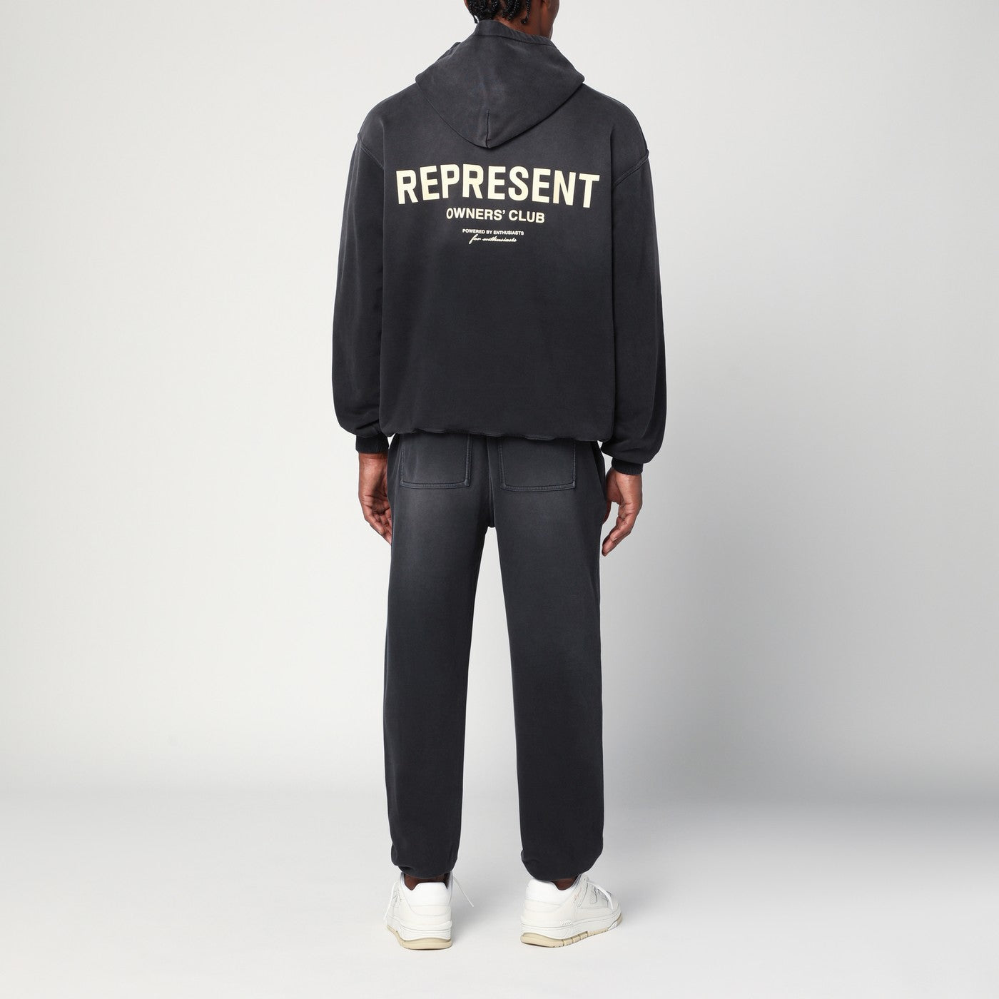 Washed black oversized hooded sweatshirt