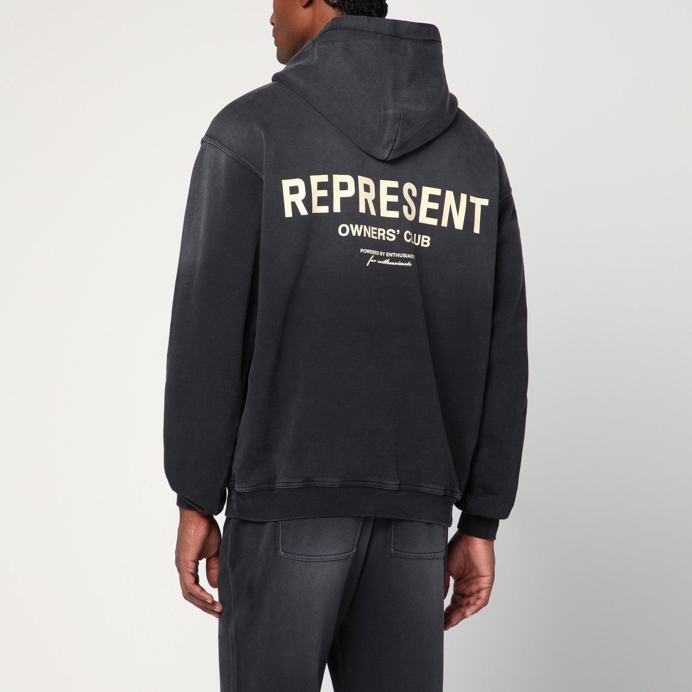 Washed black oversized hooded sweatshirt