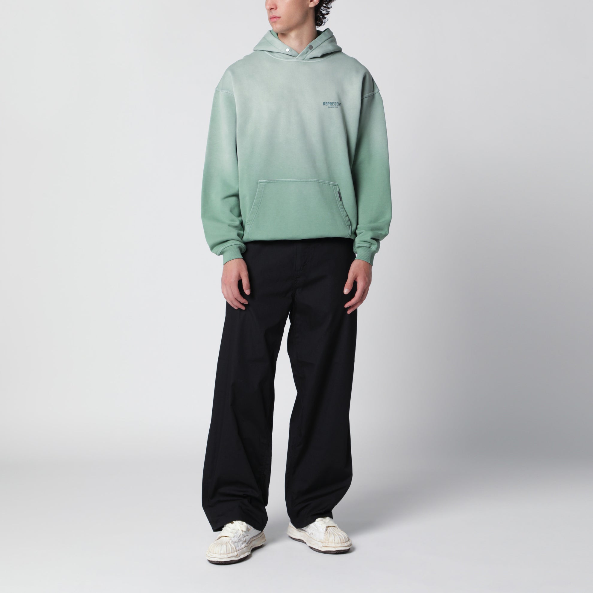 Sweat à capuche vert aloe délavé