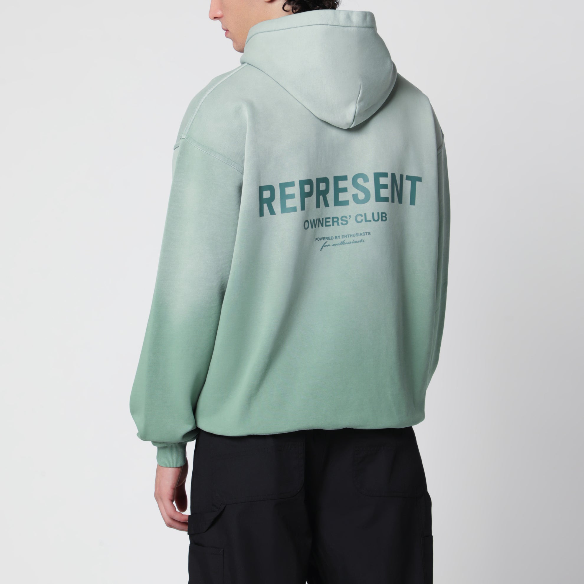 Sweat à capuche vert aloe délavé