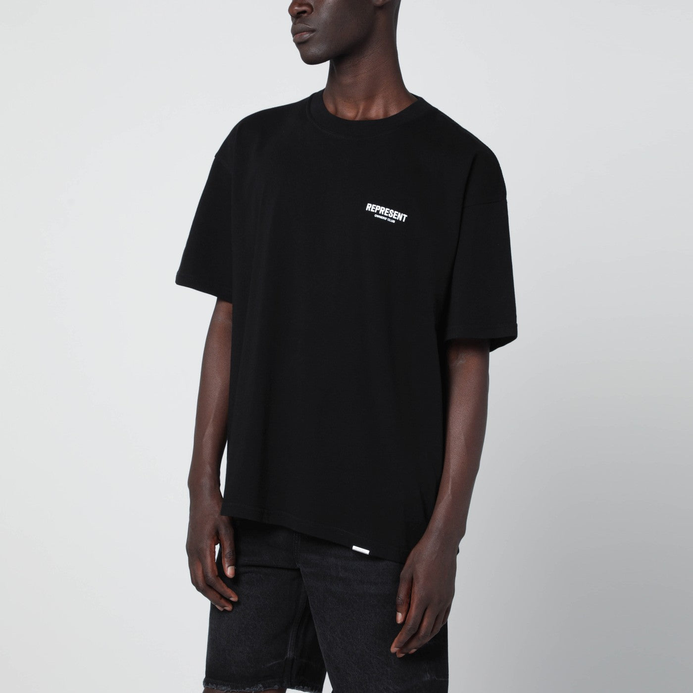 Black cotton T-shirt with logo