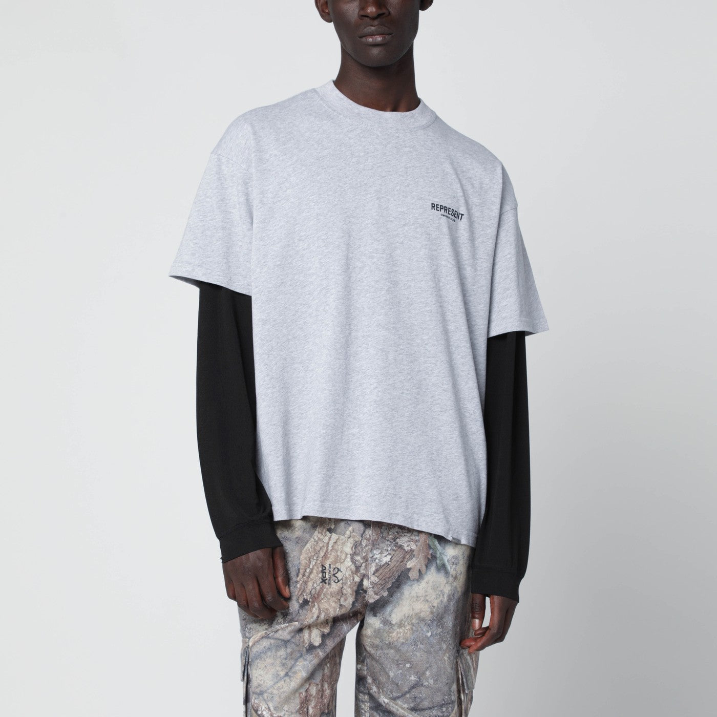 Grey cotton T-shirt with logo