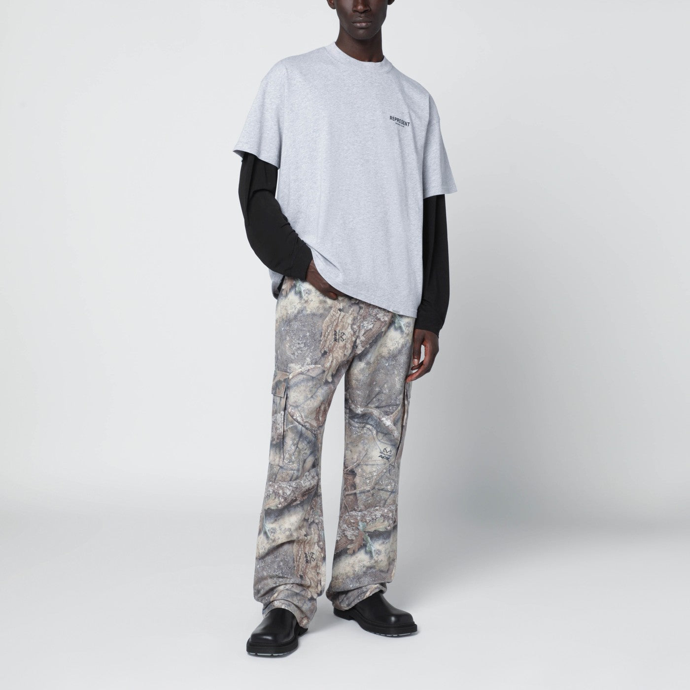 Grey cotton T-shirt with logo