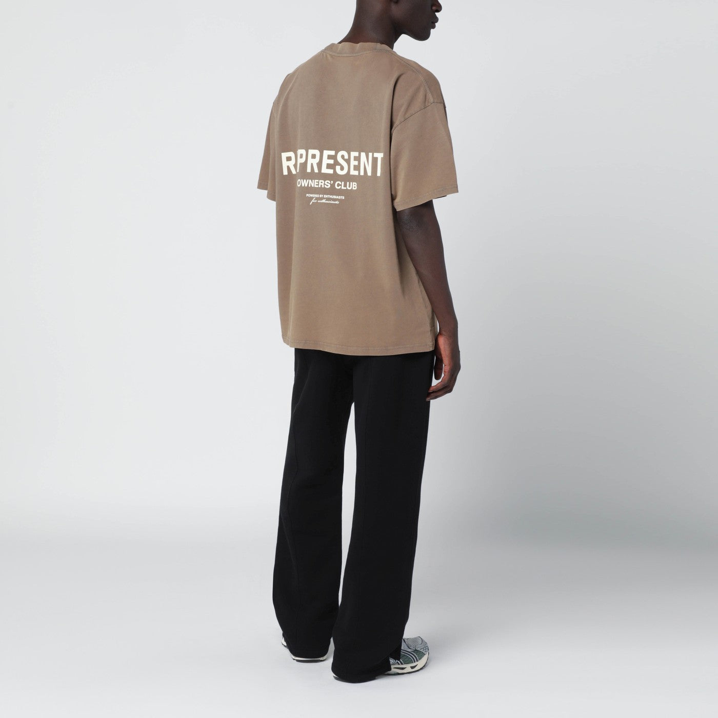 Light brown cotton T-shirt with logo