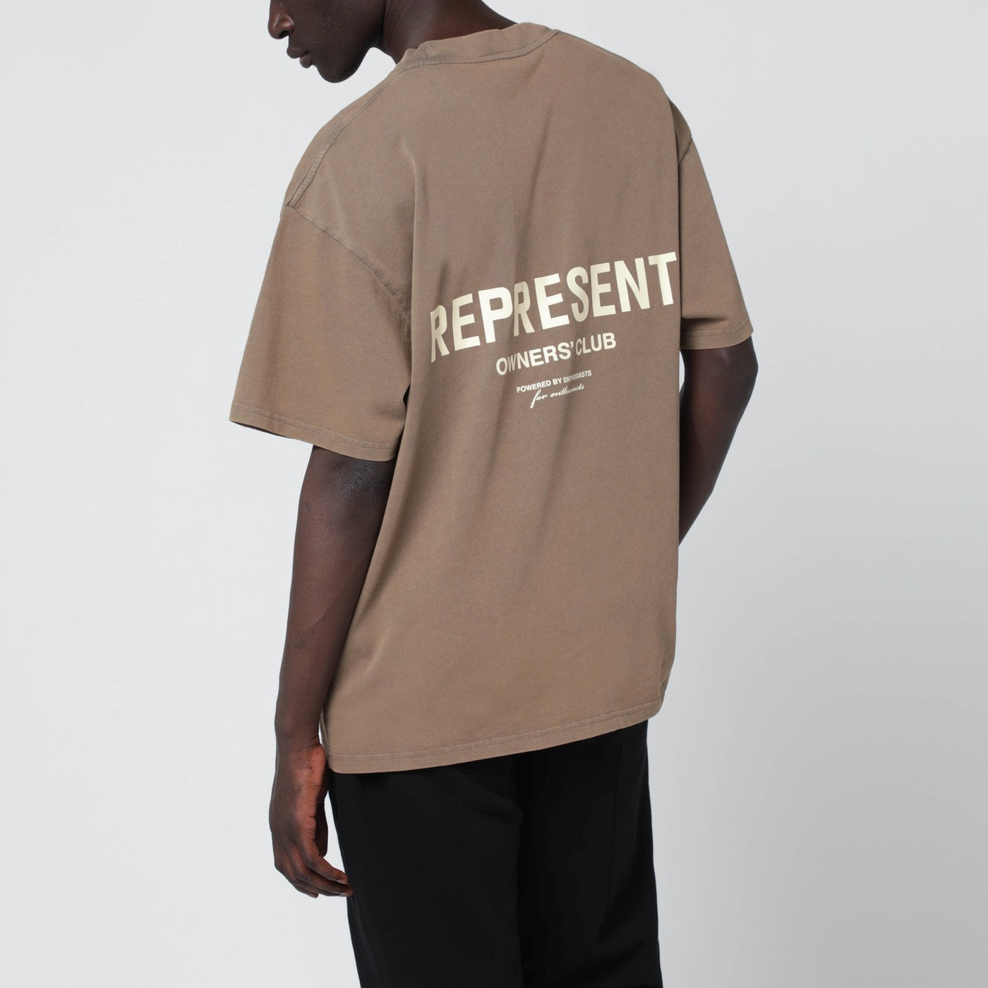 Light brown cotton T-shirt with logo